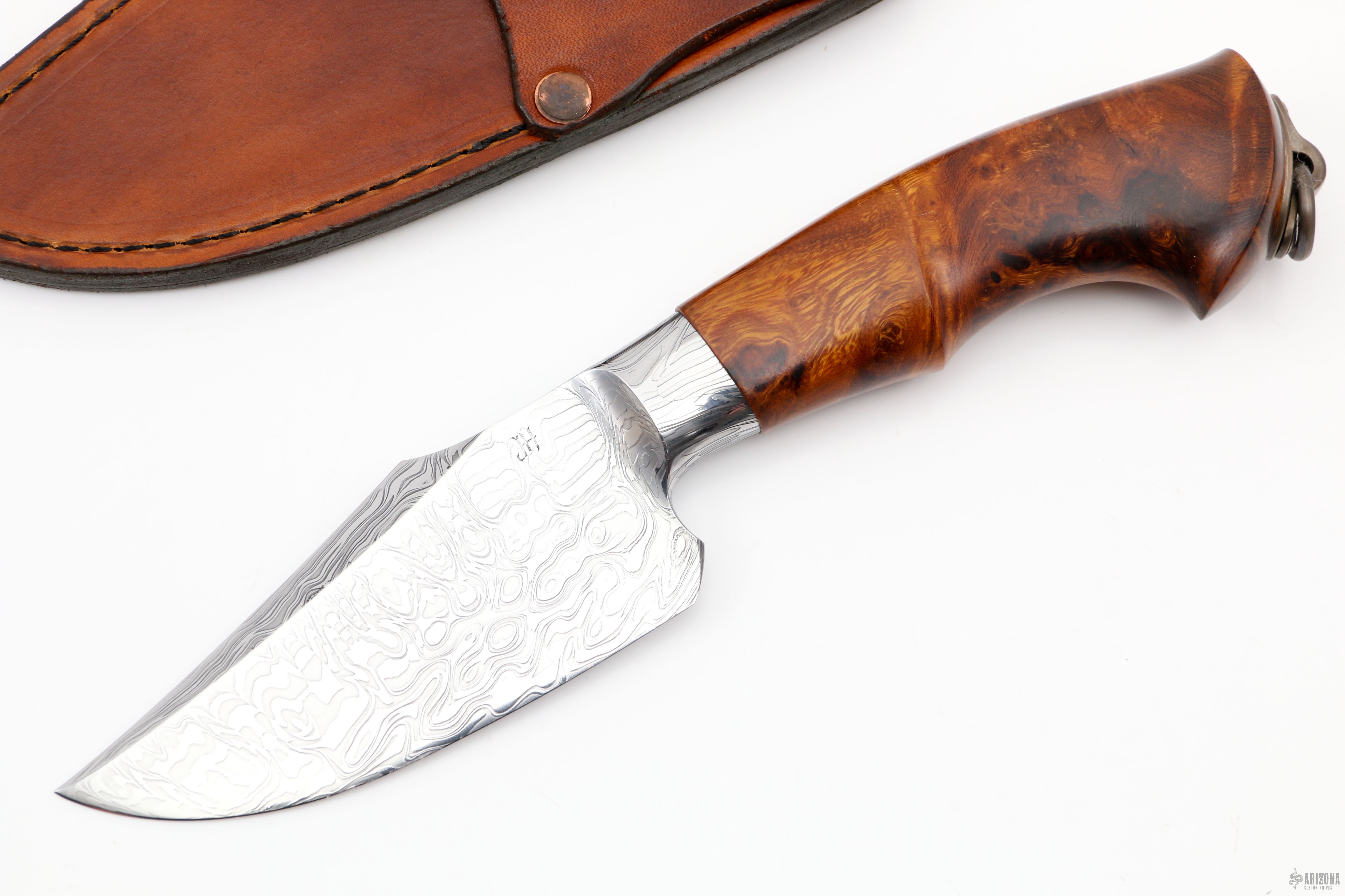 Damascus Integral Hunter - Arizona Custom Knives