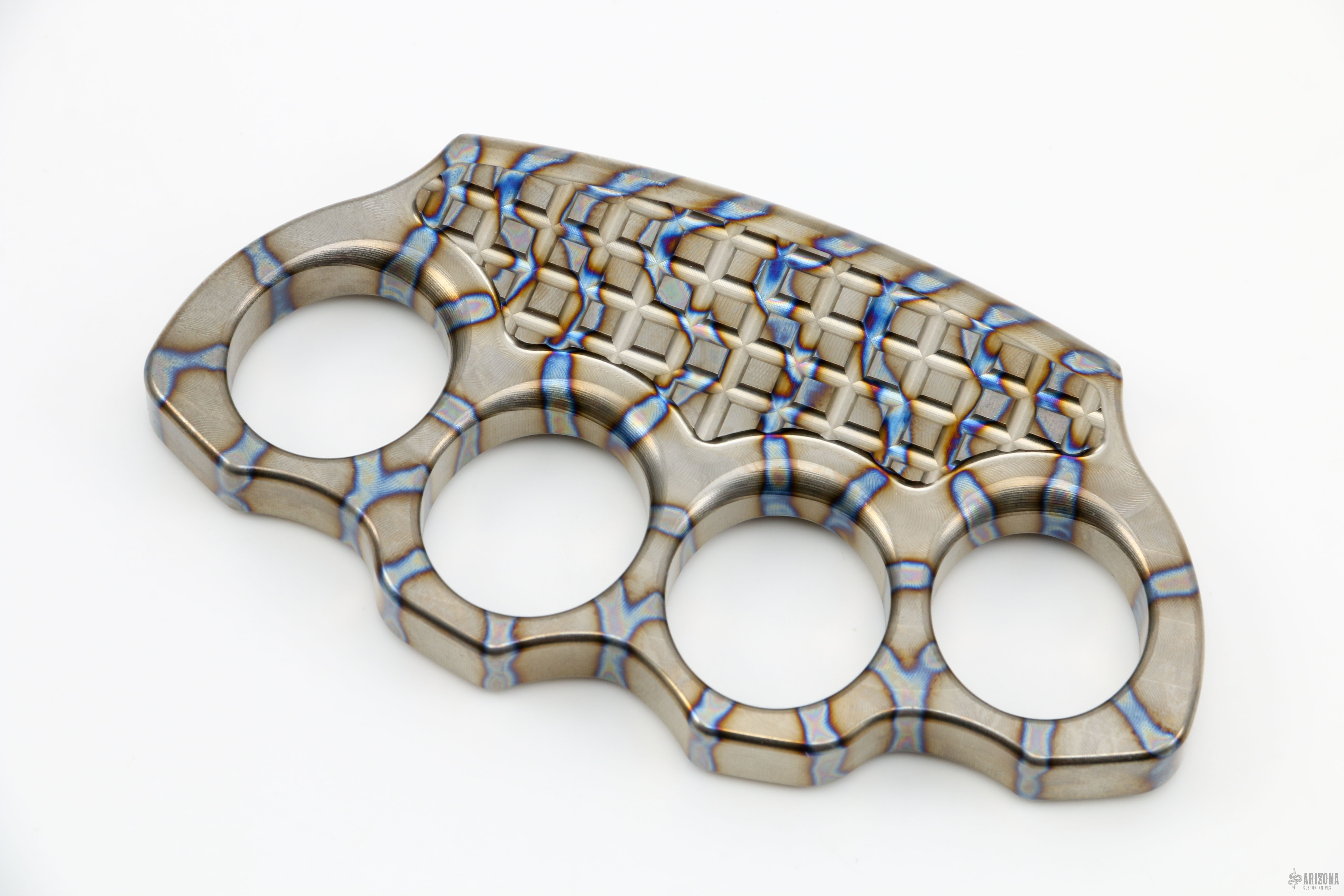 Hand Tank - Flamed Titanium - FUCK OFF - Arizona Custom Knives