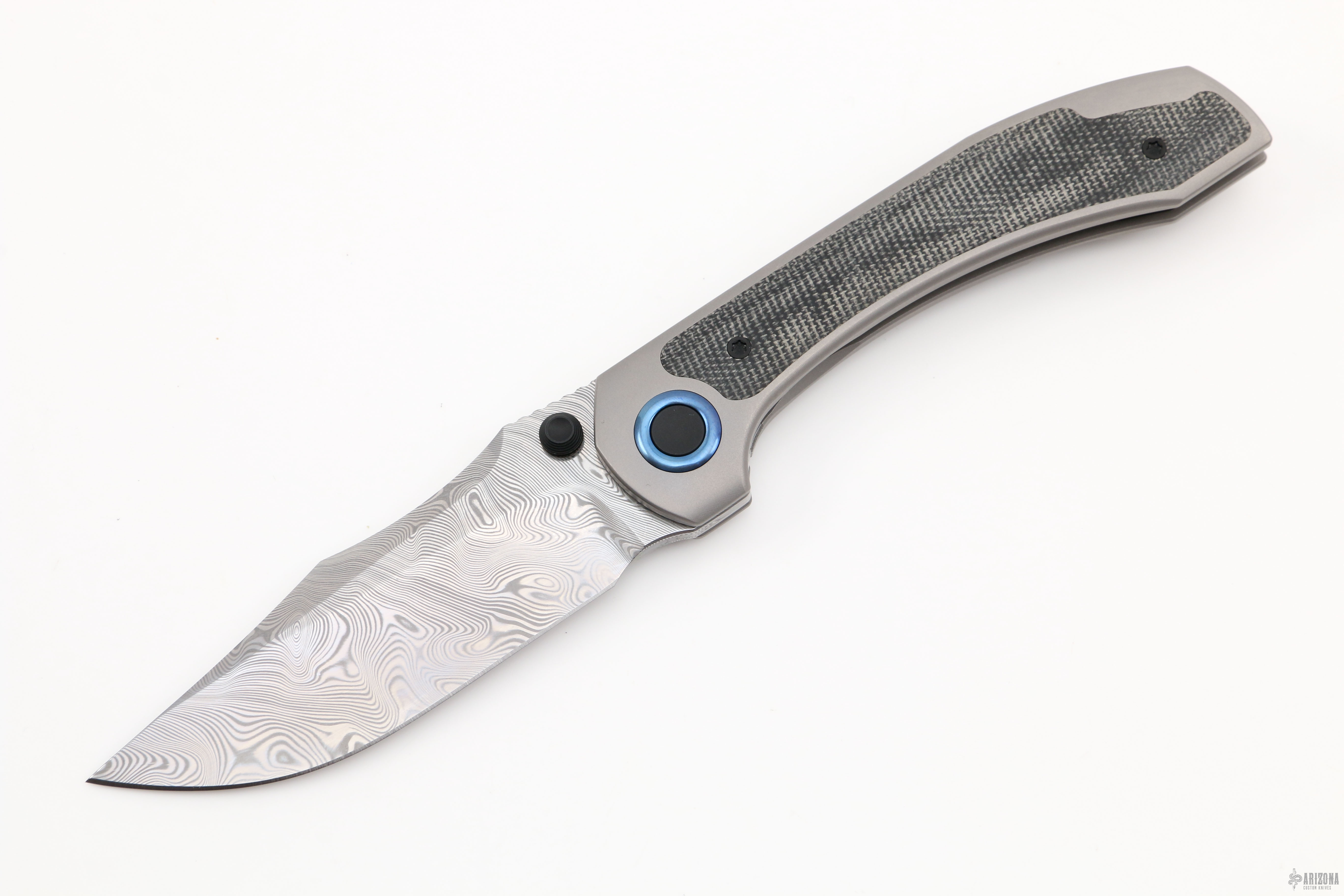 Raptor V2 - Damasteel and Black Canvas Micarta Inlay - Arizona