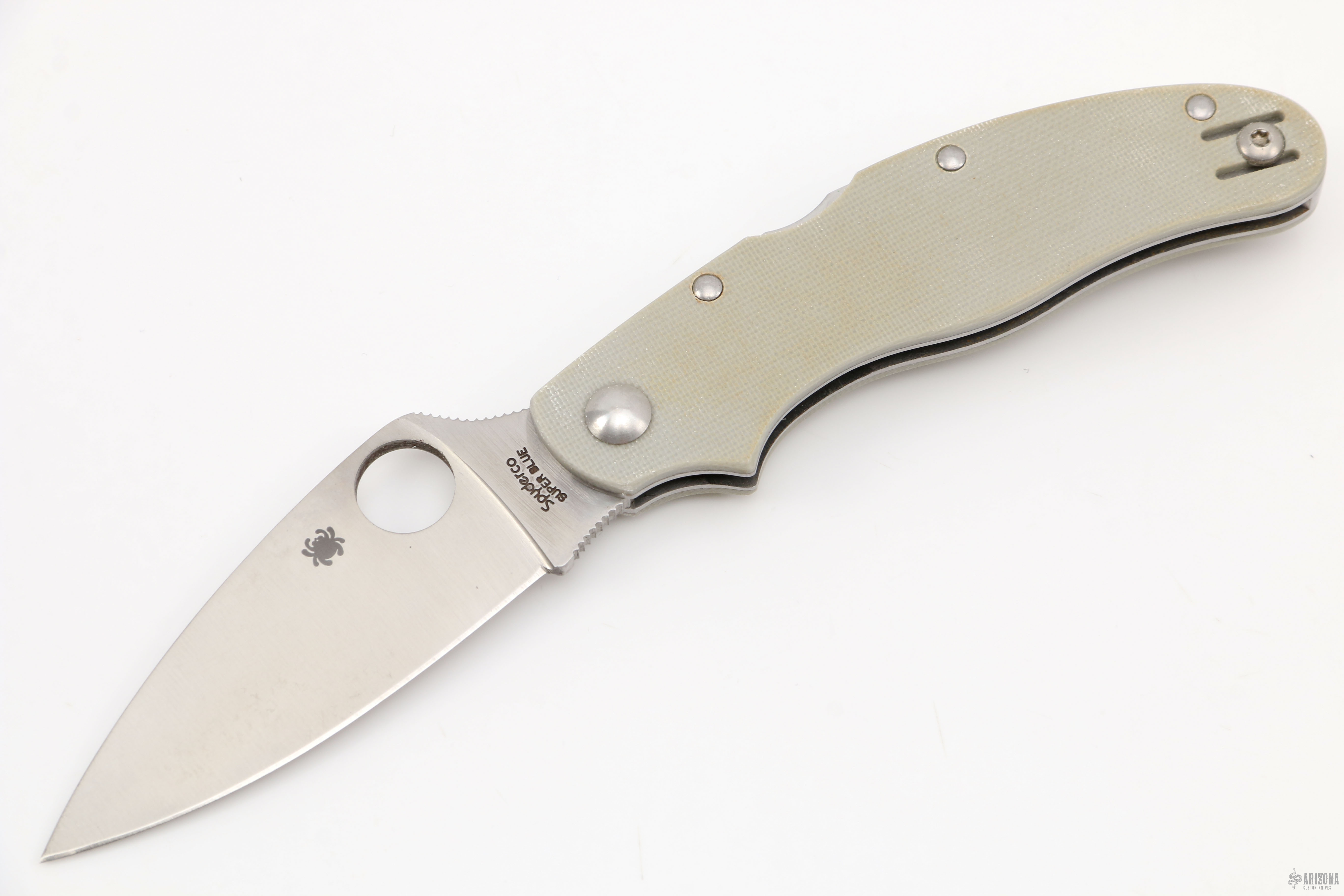 C113GPGY Spyderco Caly 3 - Aogami Super Blue - Arizona Custom Knives