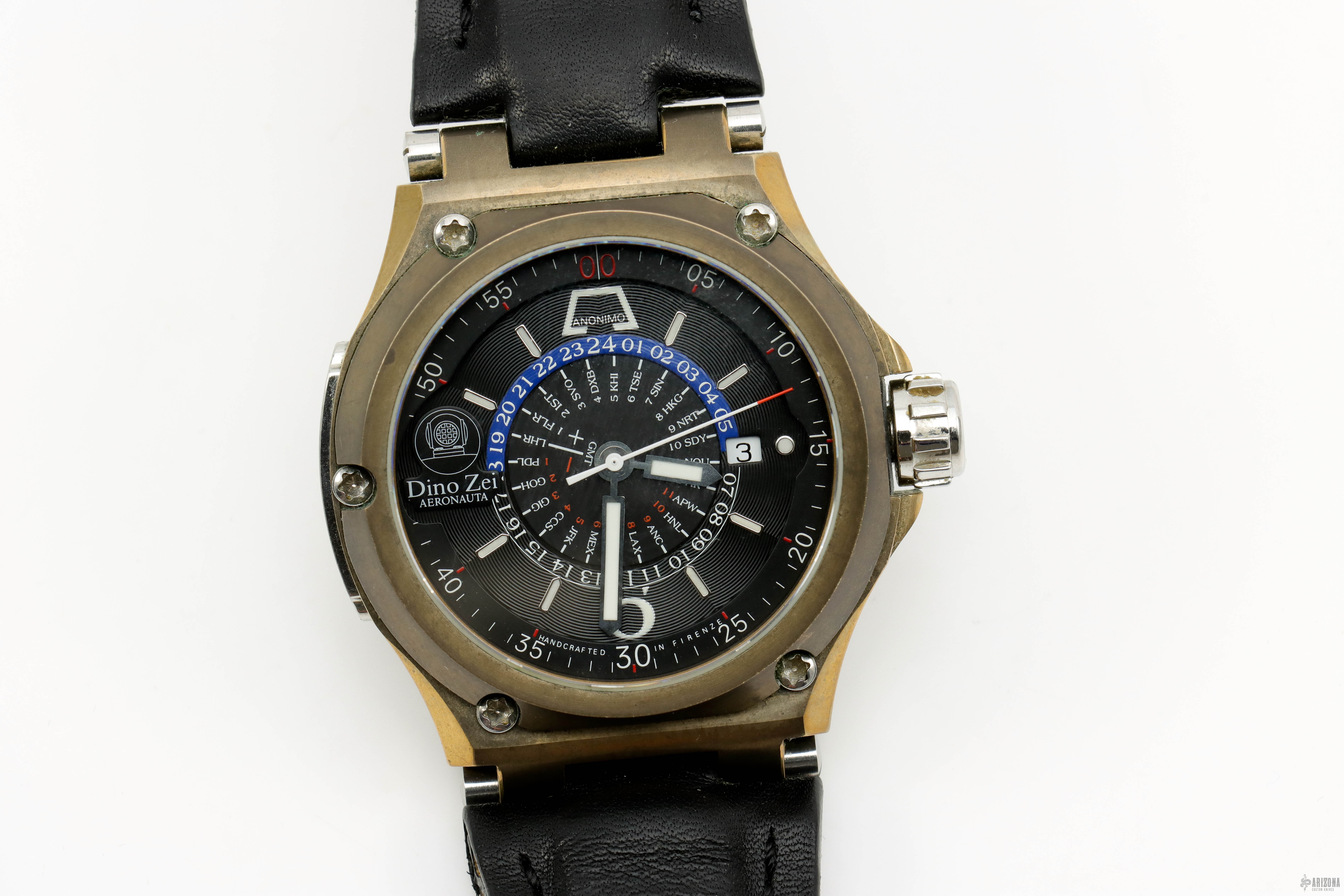 Anonimo Dino Zei Orologi Aeronauta World Time Bronze 11019bnz/blk