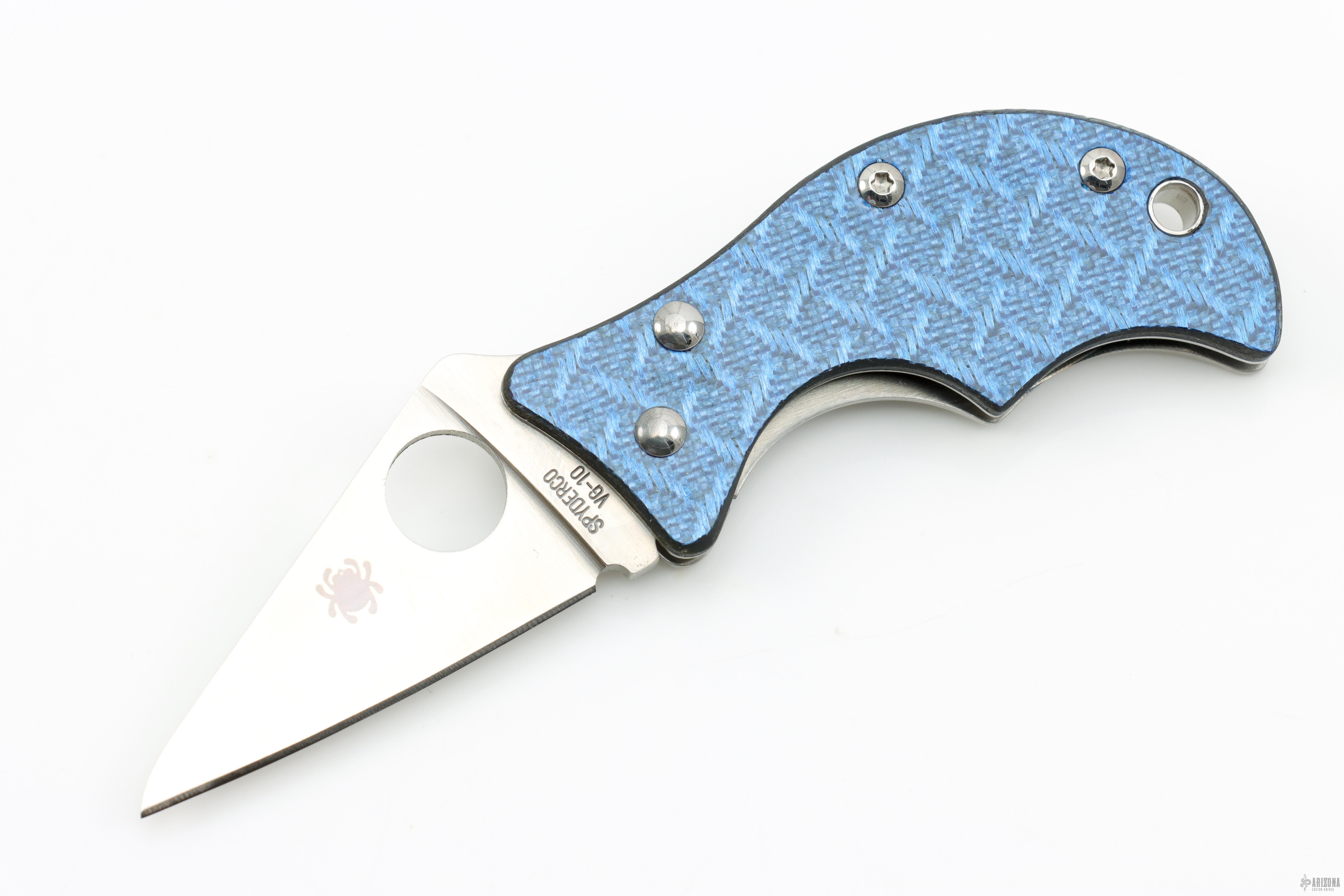 Christophe Coppens 蝶柄ハット C86GFBLP Spin Blue Nishijin - Arizona Custom Knives