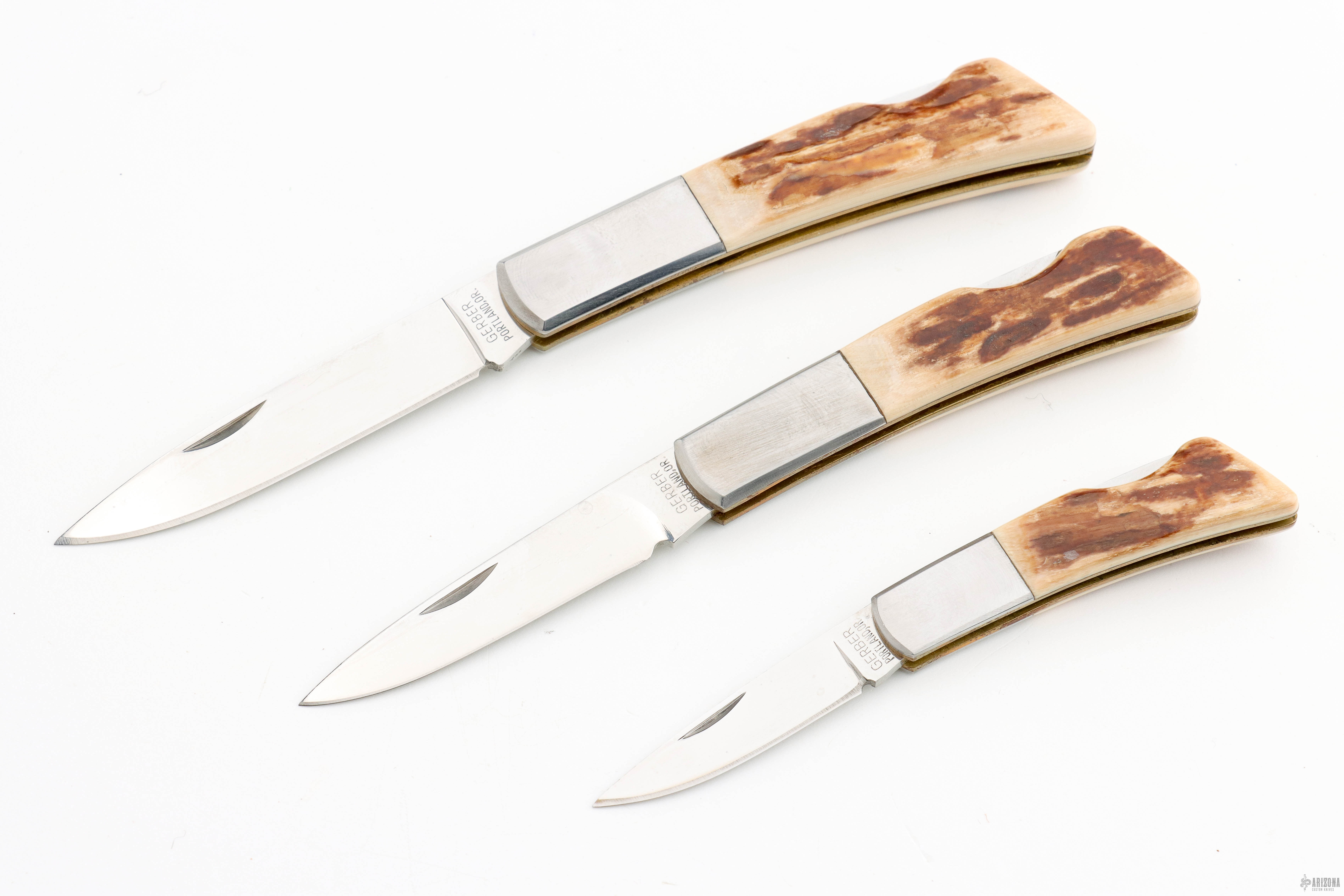 Silver Knight 3-Knife Set - Mammoth Ivory - Arizona Custom Knives