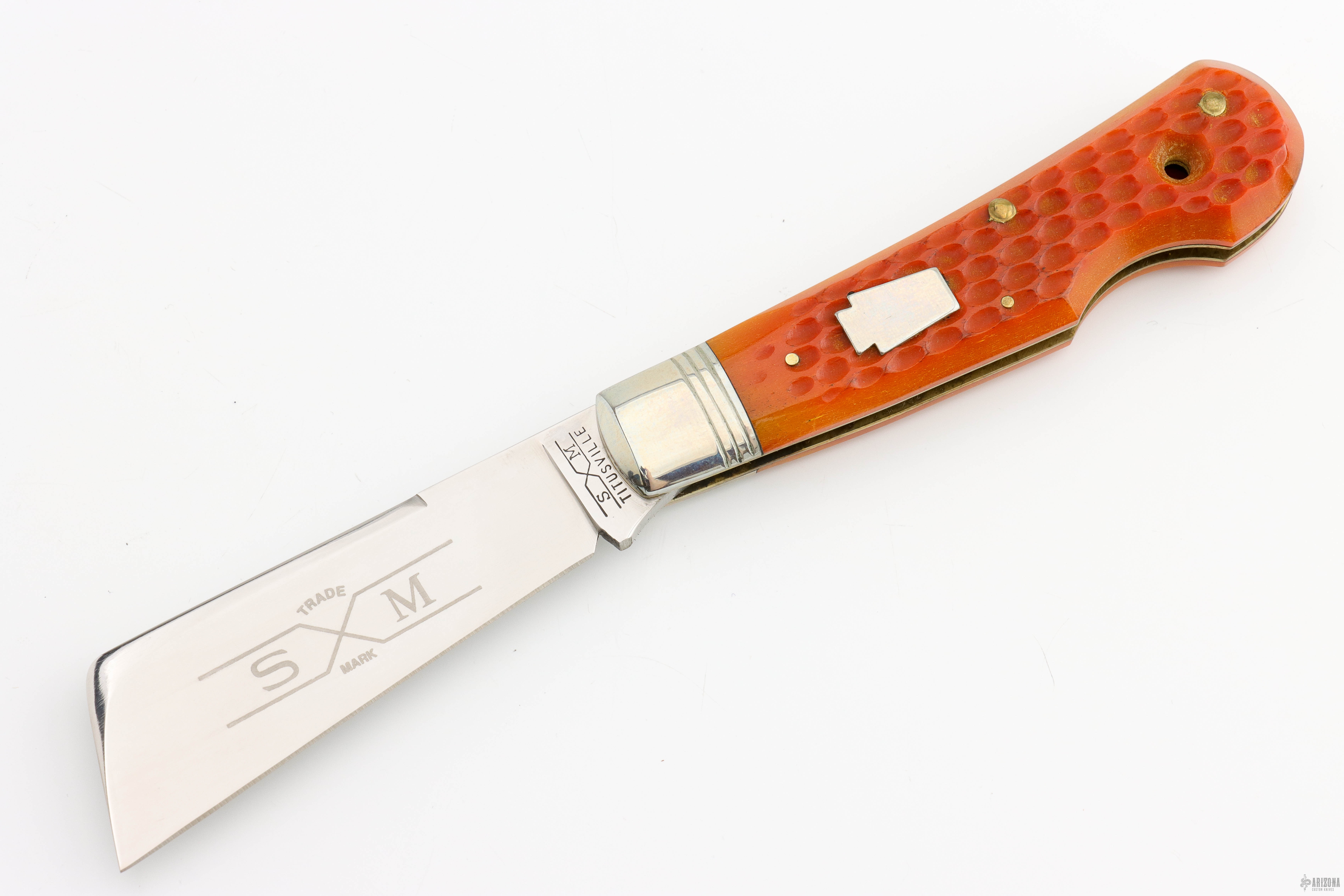 sick of it all sampler demo デモ 二枚セット売 04161C Cotton Sampler - Orange Jigged Bone - Arizona Custom Knives