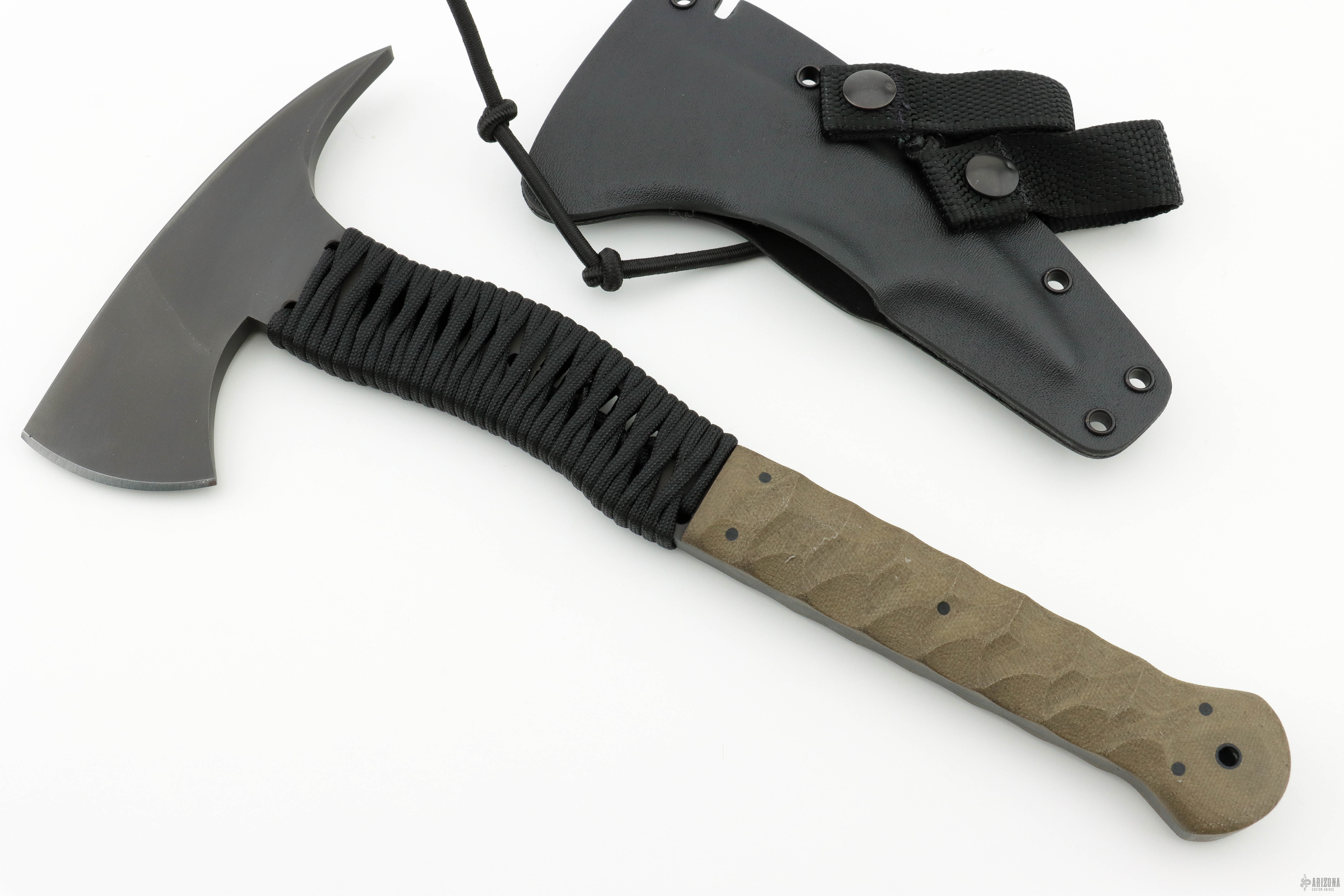 Wild Bill Axe - Green Laminate/Cord Sculpted - Arizona Custom Knives