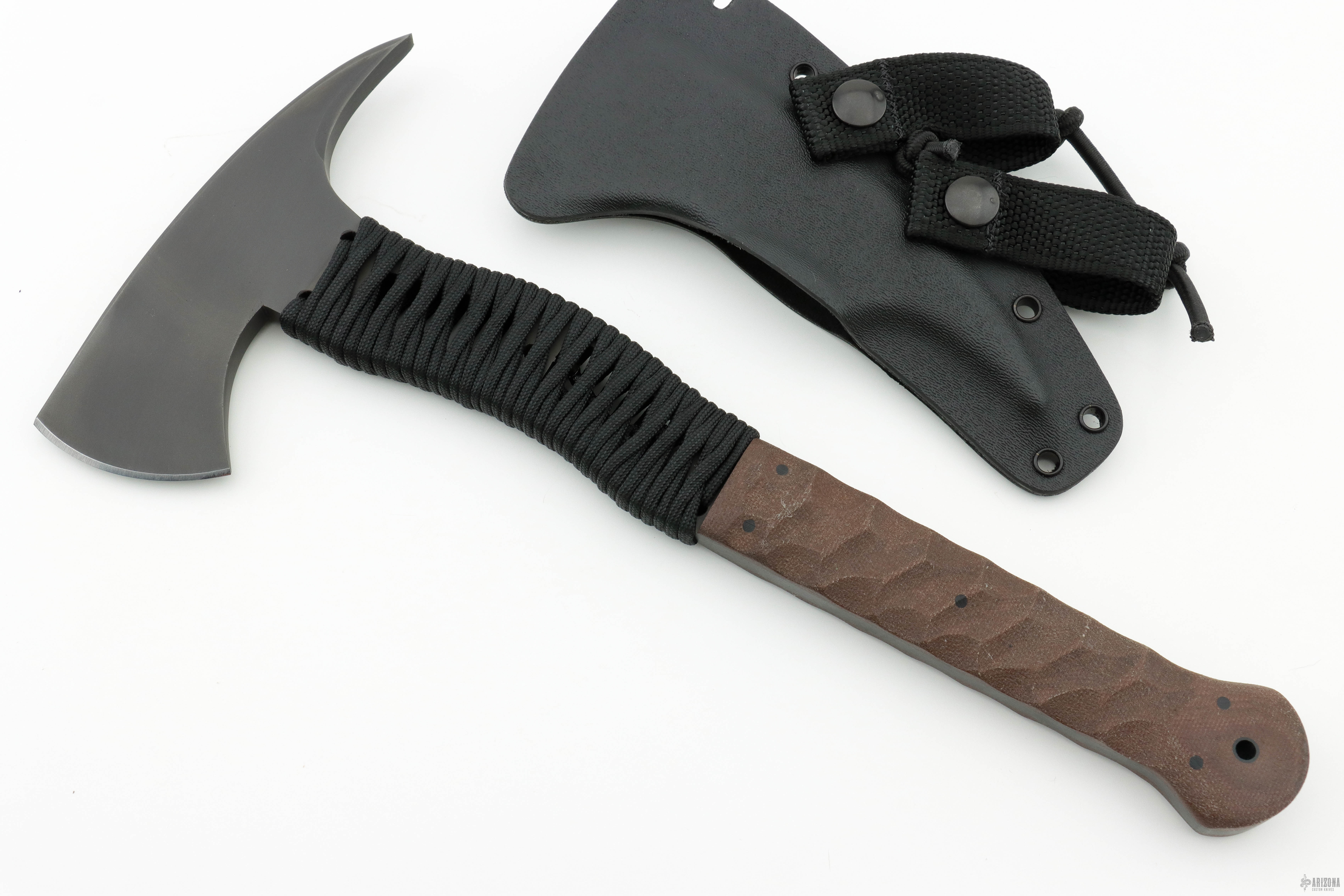 Wild Bill Axe - Brown Laminate/Cord Sculpted - Arizona Custom Knives