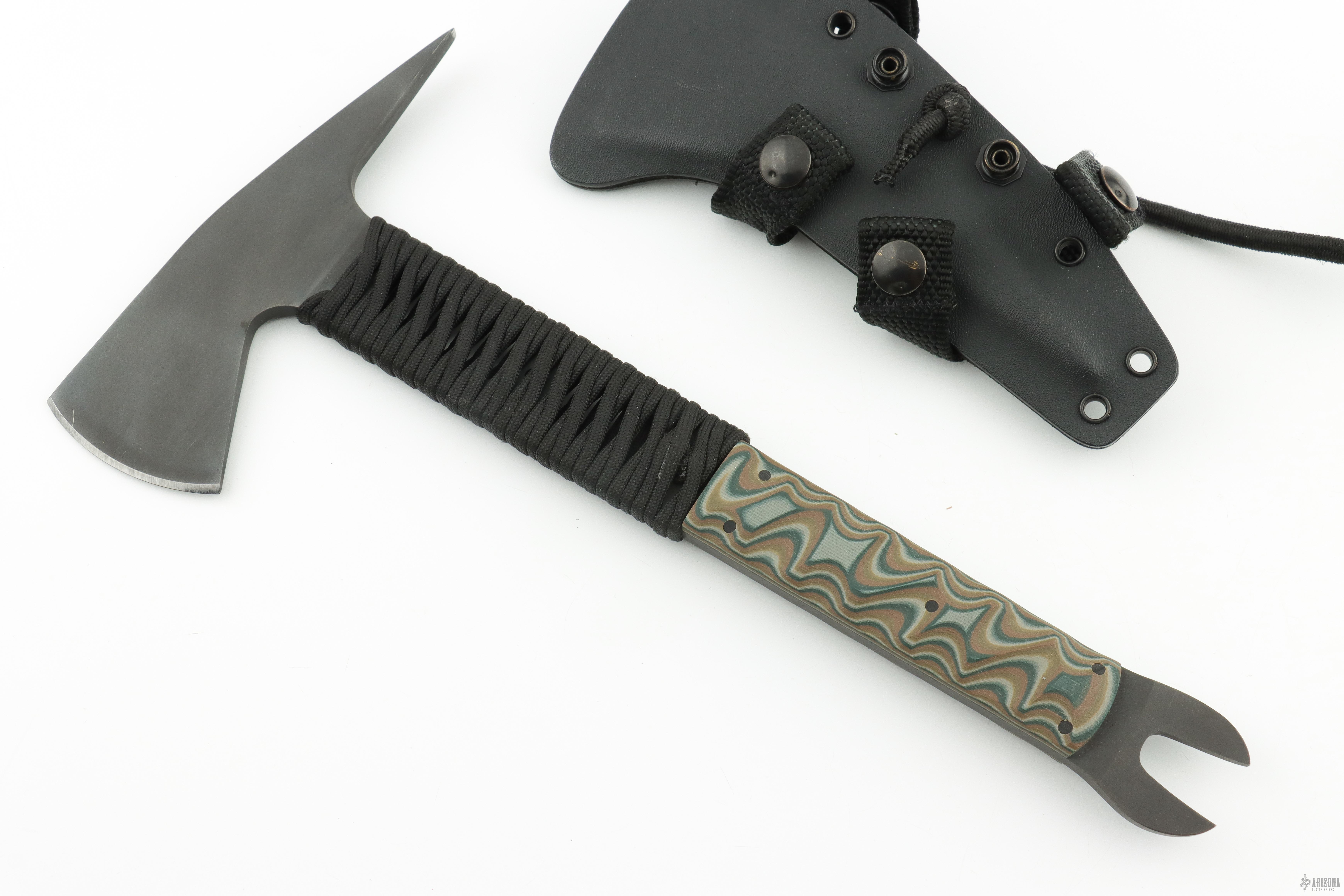 Combat Axe w/ Prybar - G10/Cord - Arizona Custom Knives