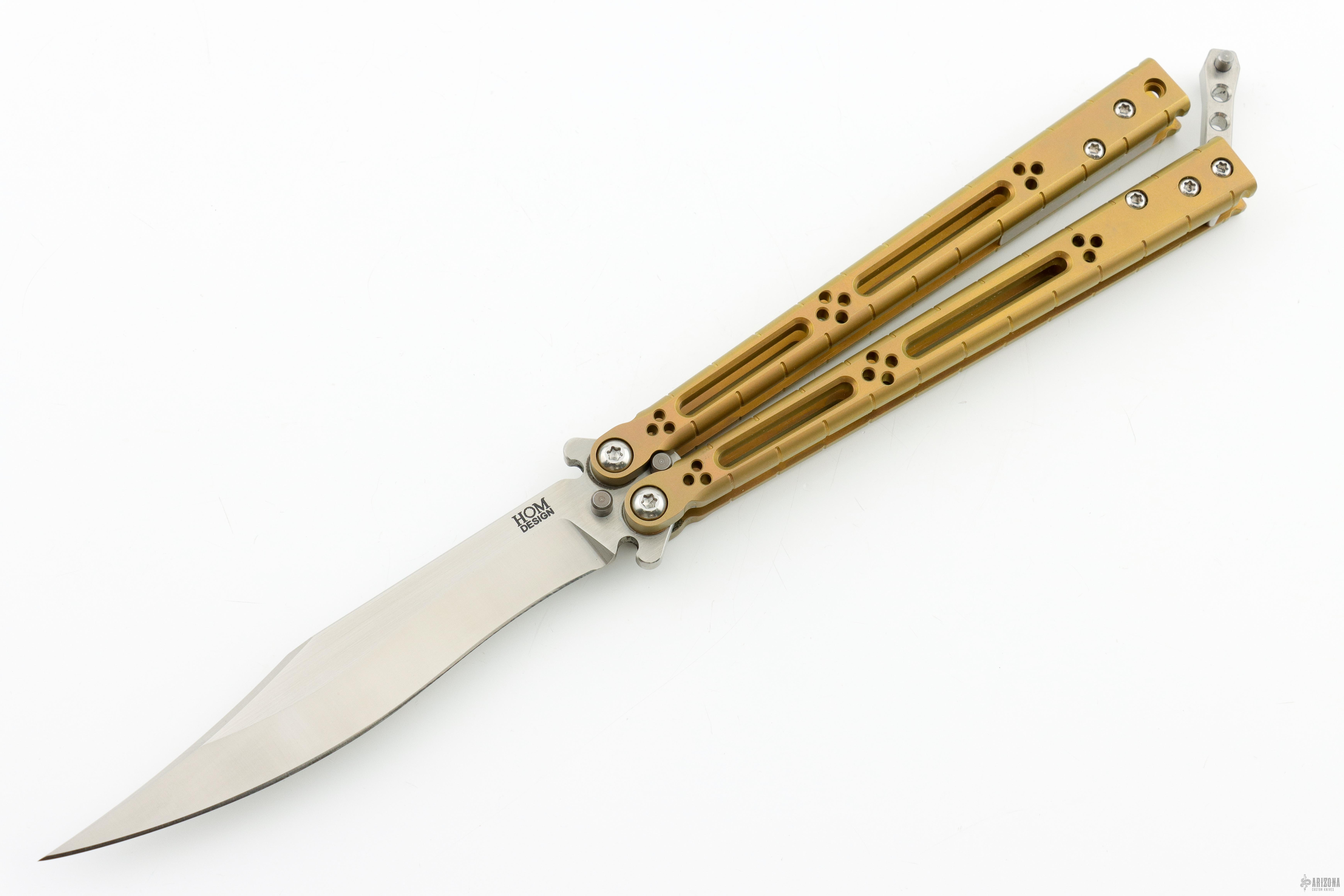 Basilisk-R Balisong - Titanium - Bronze - Arizona Custom Knives