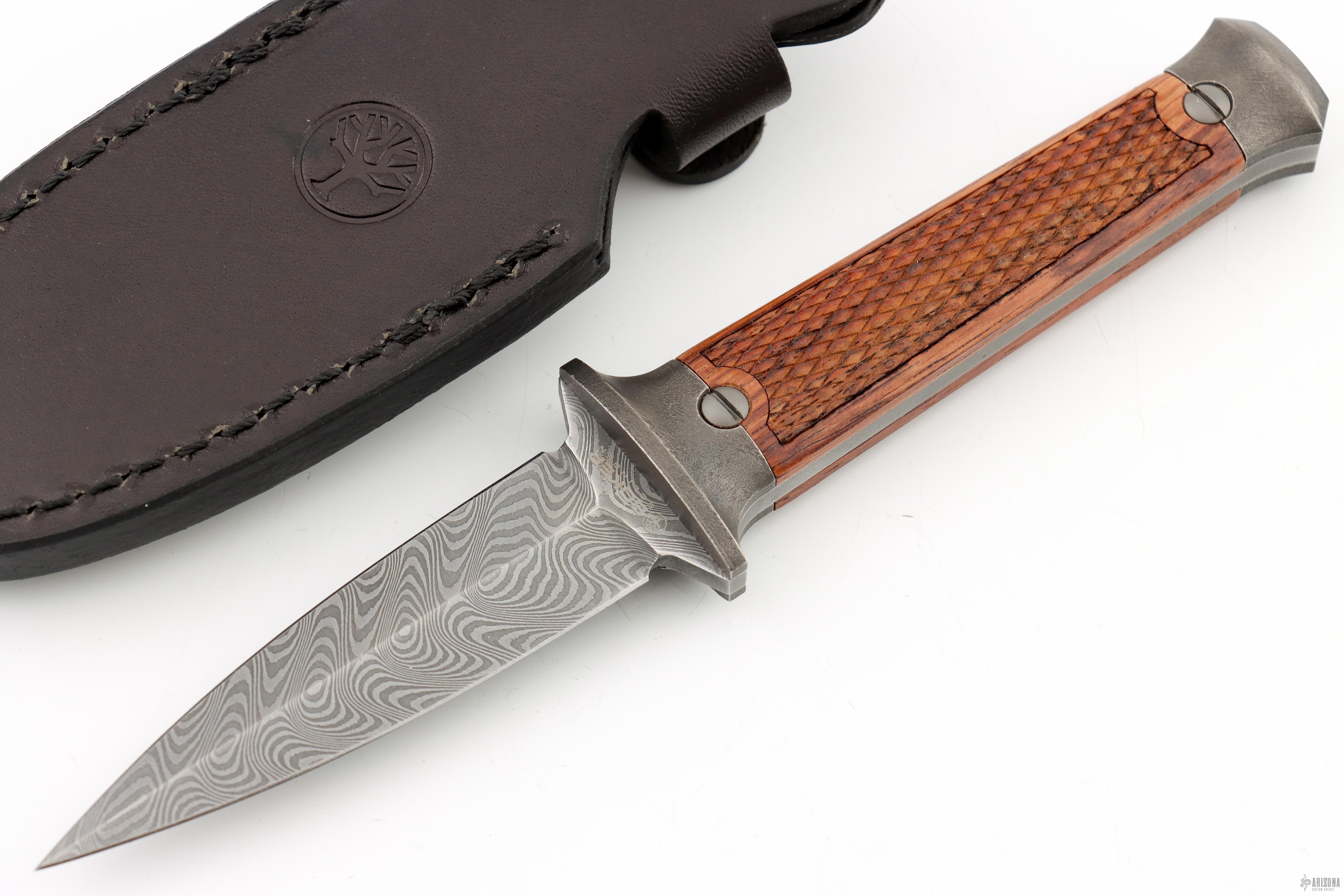 1515DAM P08 Boot Dagger - Nichols Boomerang Damascus and Rosewood