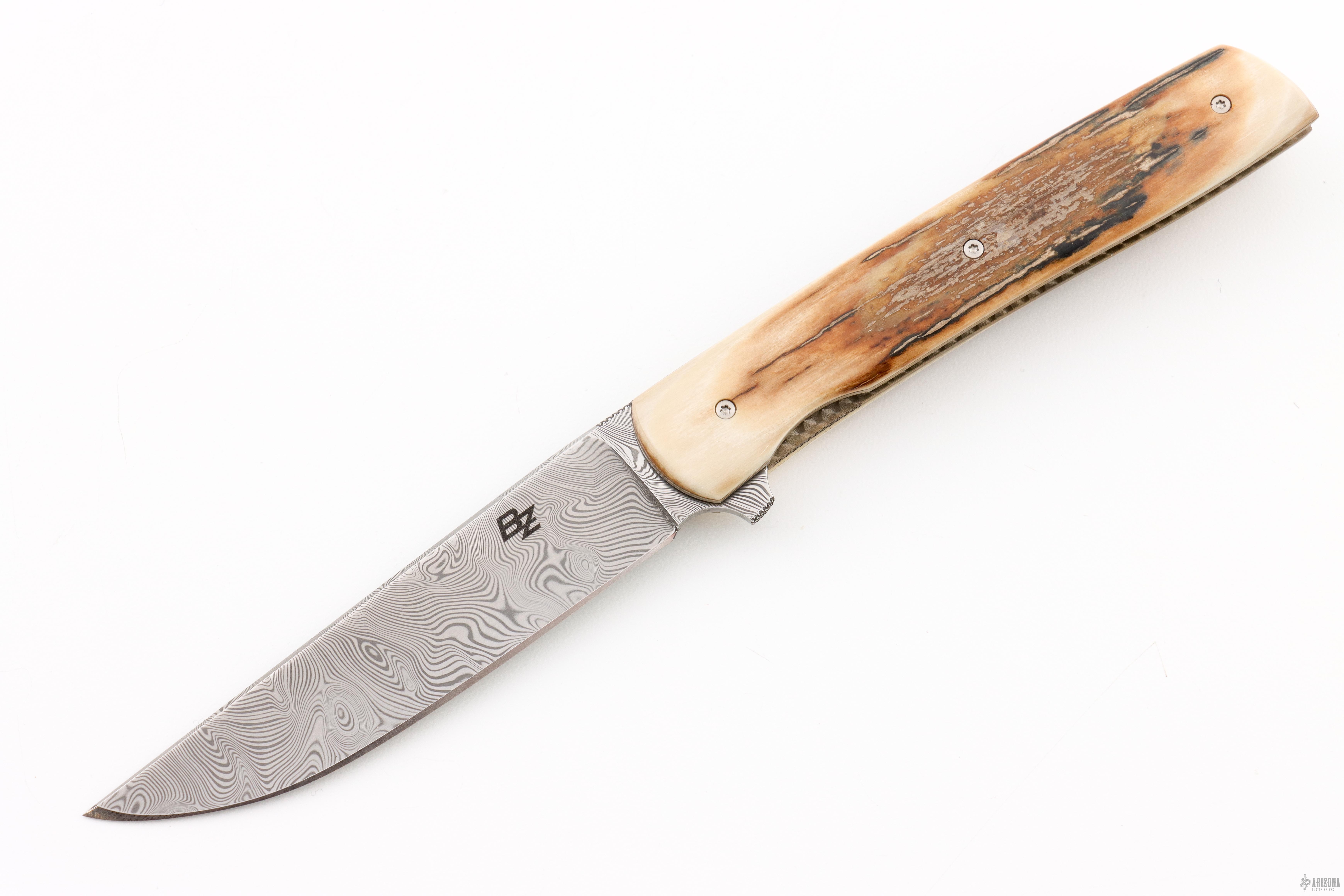 Urban Trapper Flipper - Mammoth Ivory - Damasteel - Arizona Custom