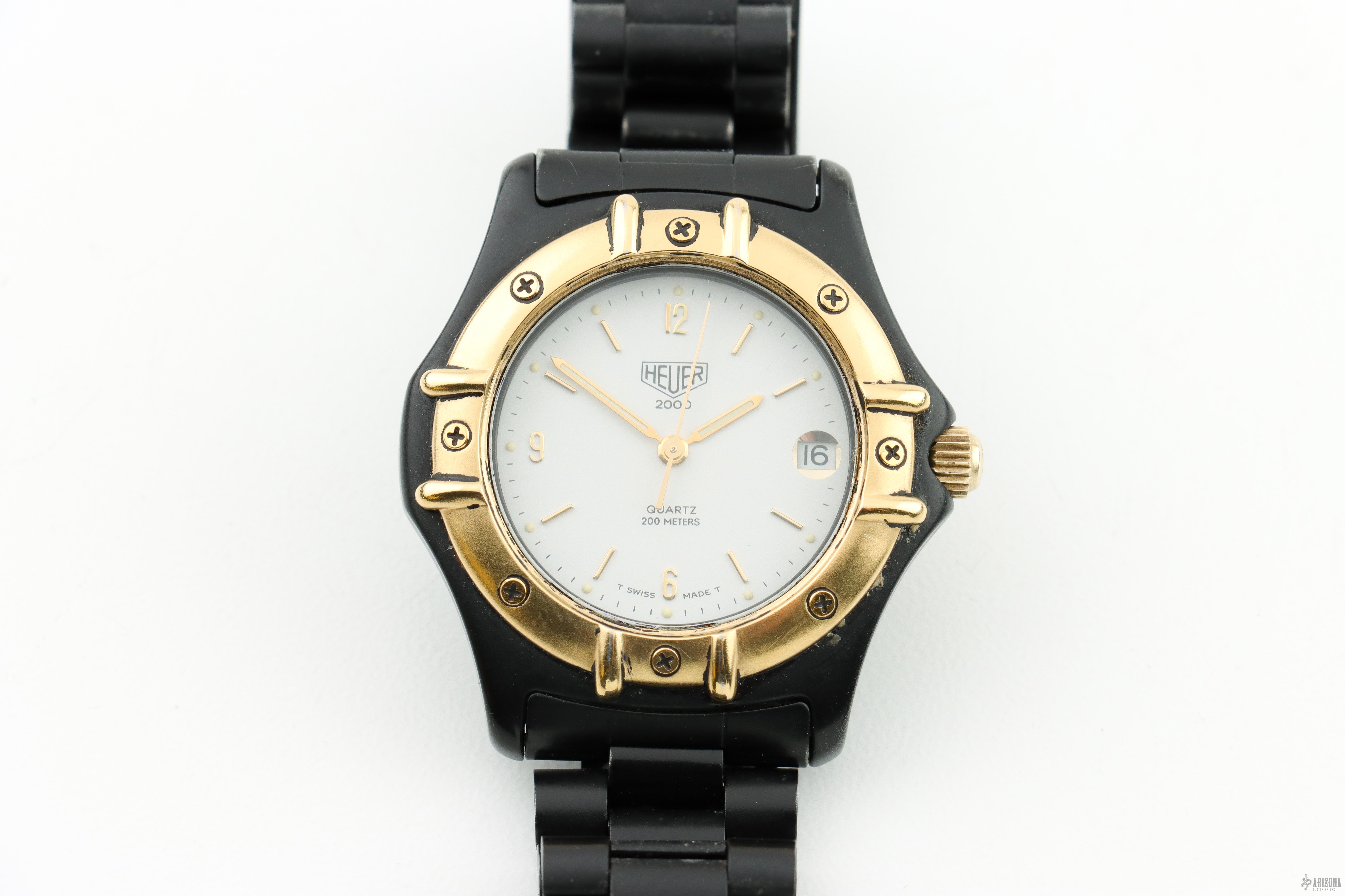 Vintage Heuer 2000 Series Black PVD Plated 38mm White Dial Quartz