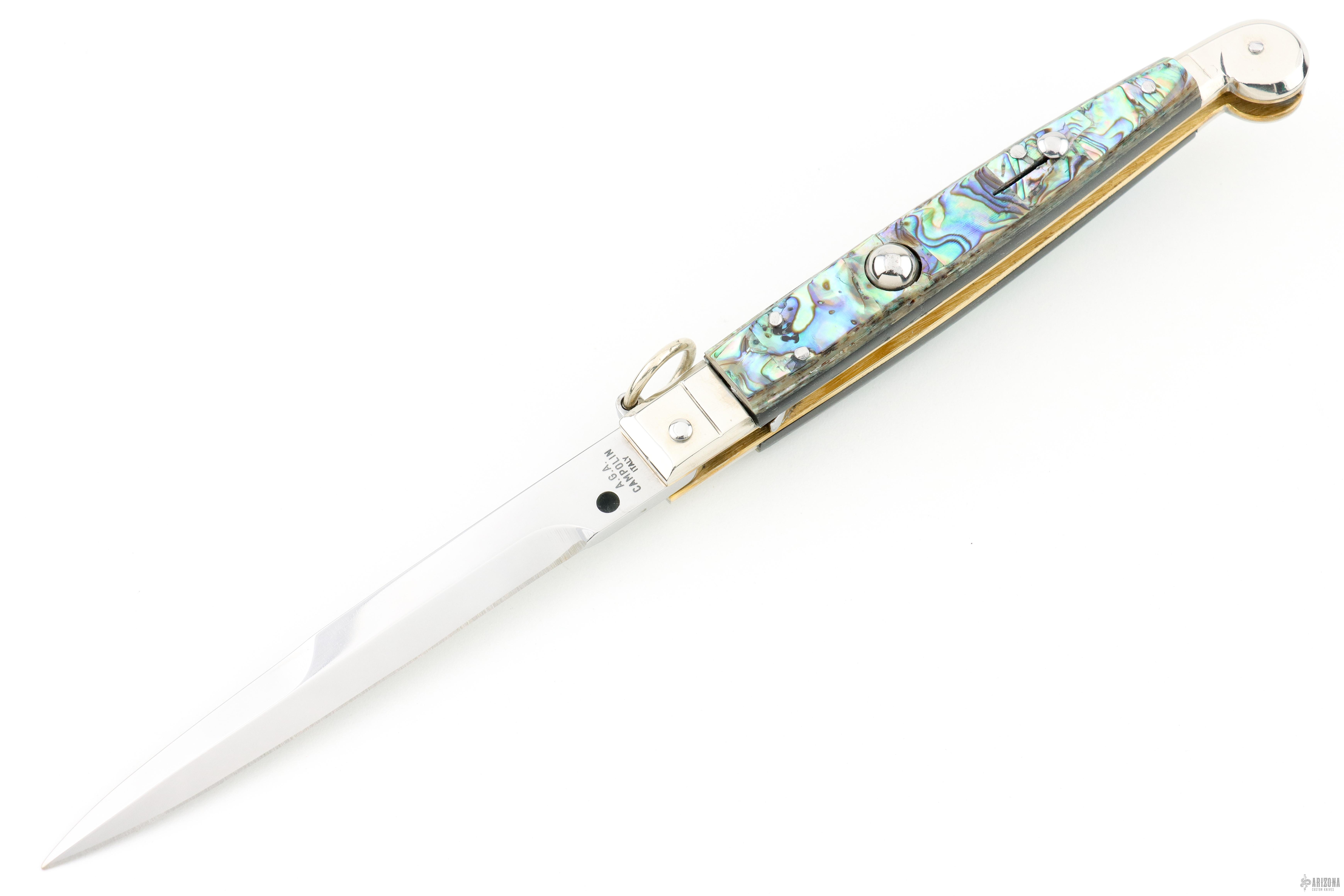 Sicilian Ring Pull Stiletto - Abalone - Arizona Custom Knives