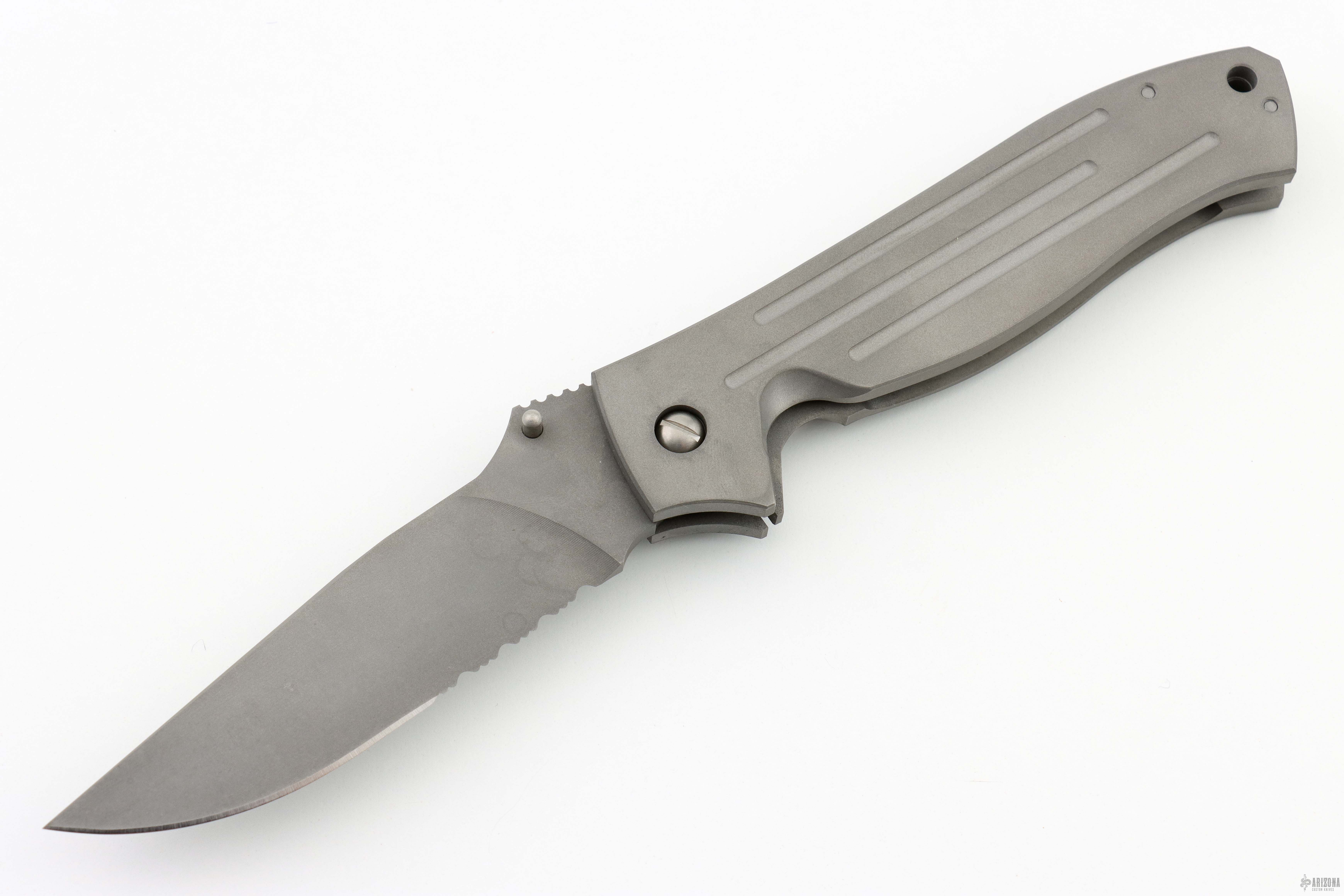 MPF-1 Titanium Drop Point Serrated - Arizona Custom Knives