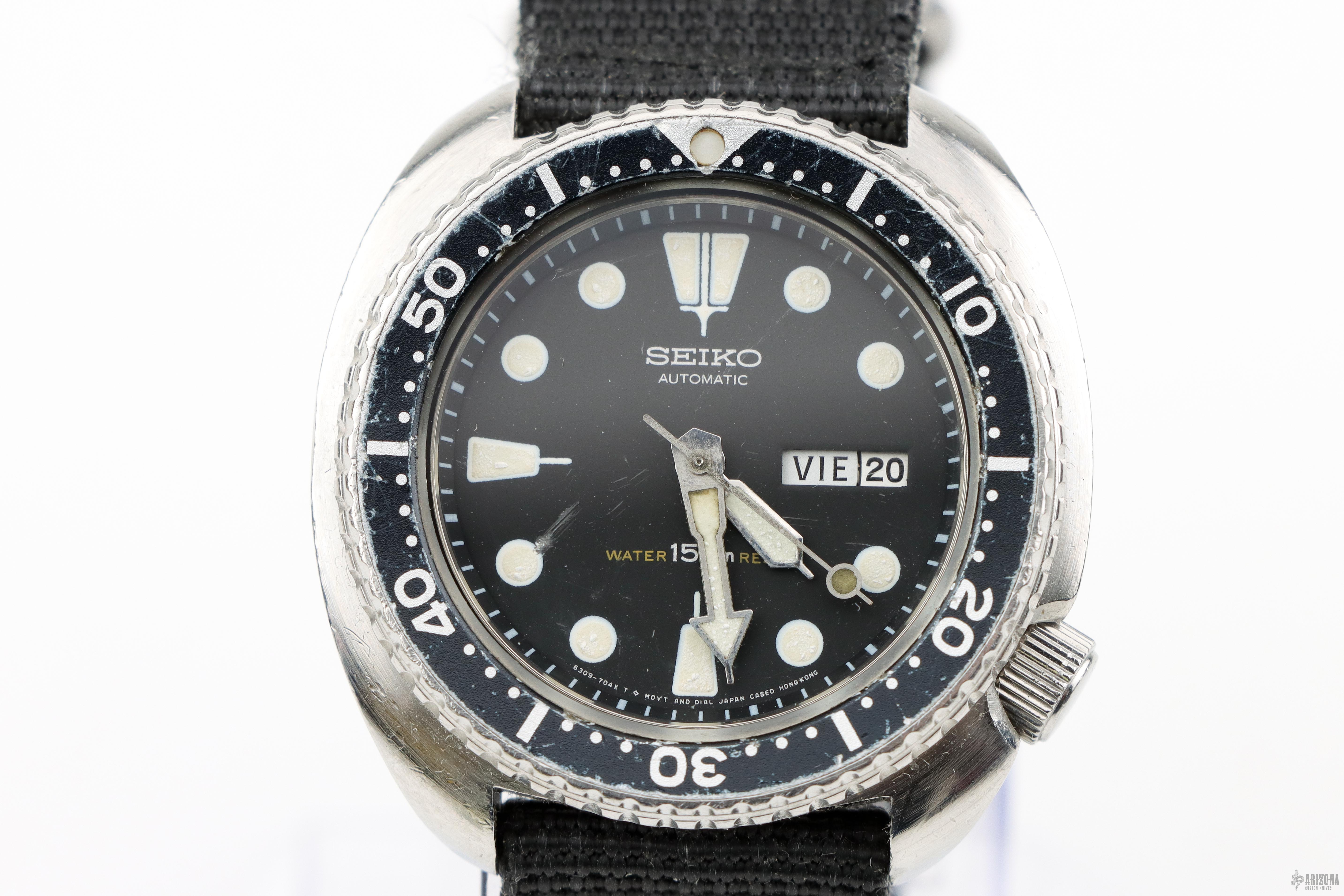 Vintage 1984 Seiko 6309-7049 Mens Steel Automatic Turtle