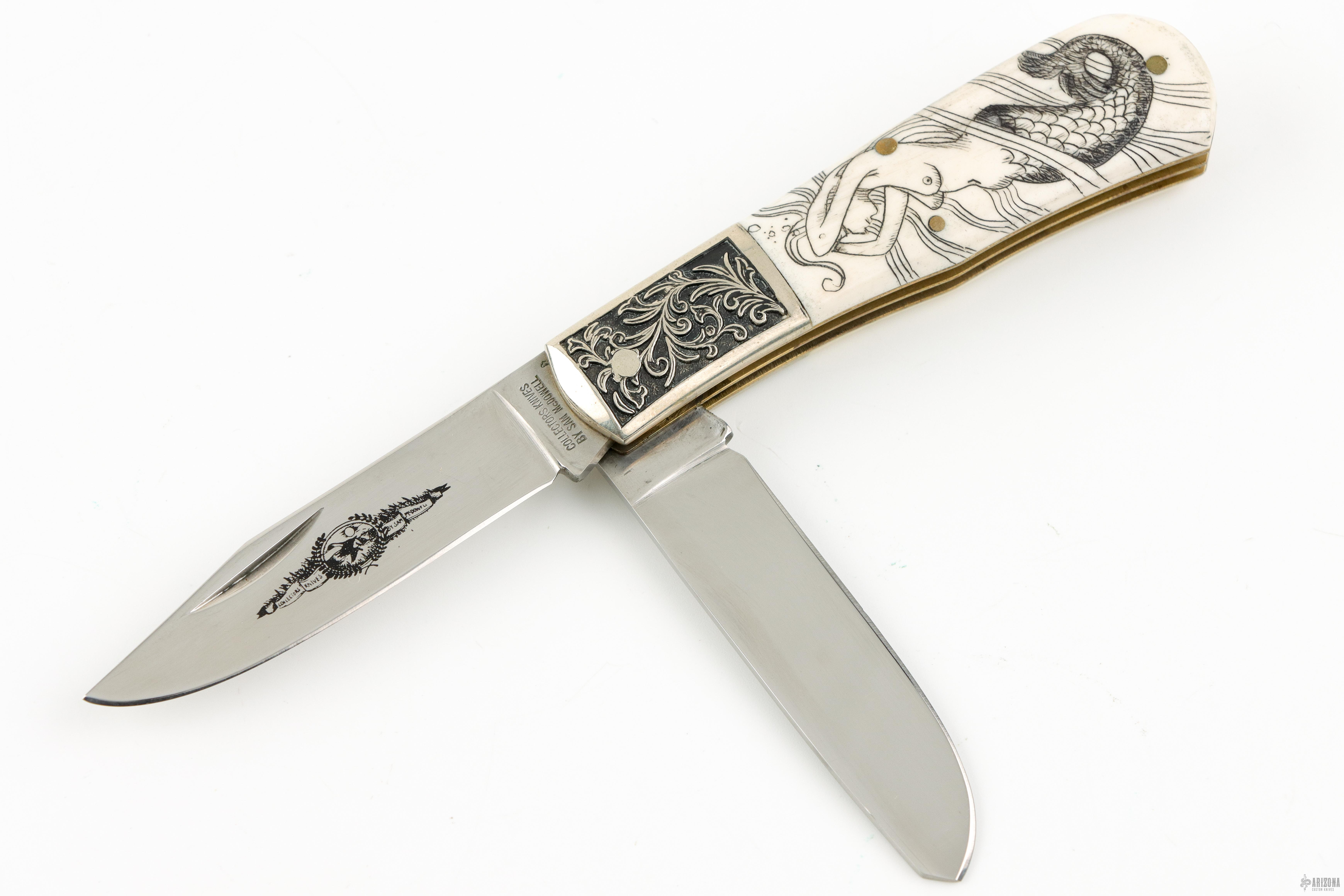 2-Blade Slipjoint w/ Scrimshaw - Arizona Custom Knives