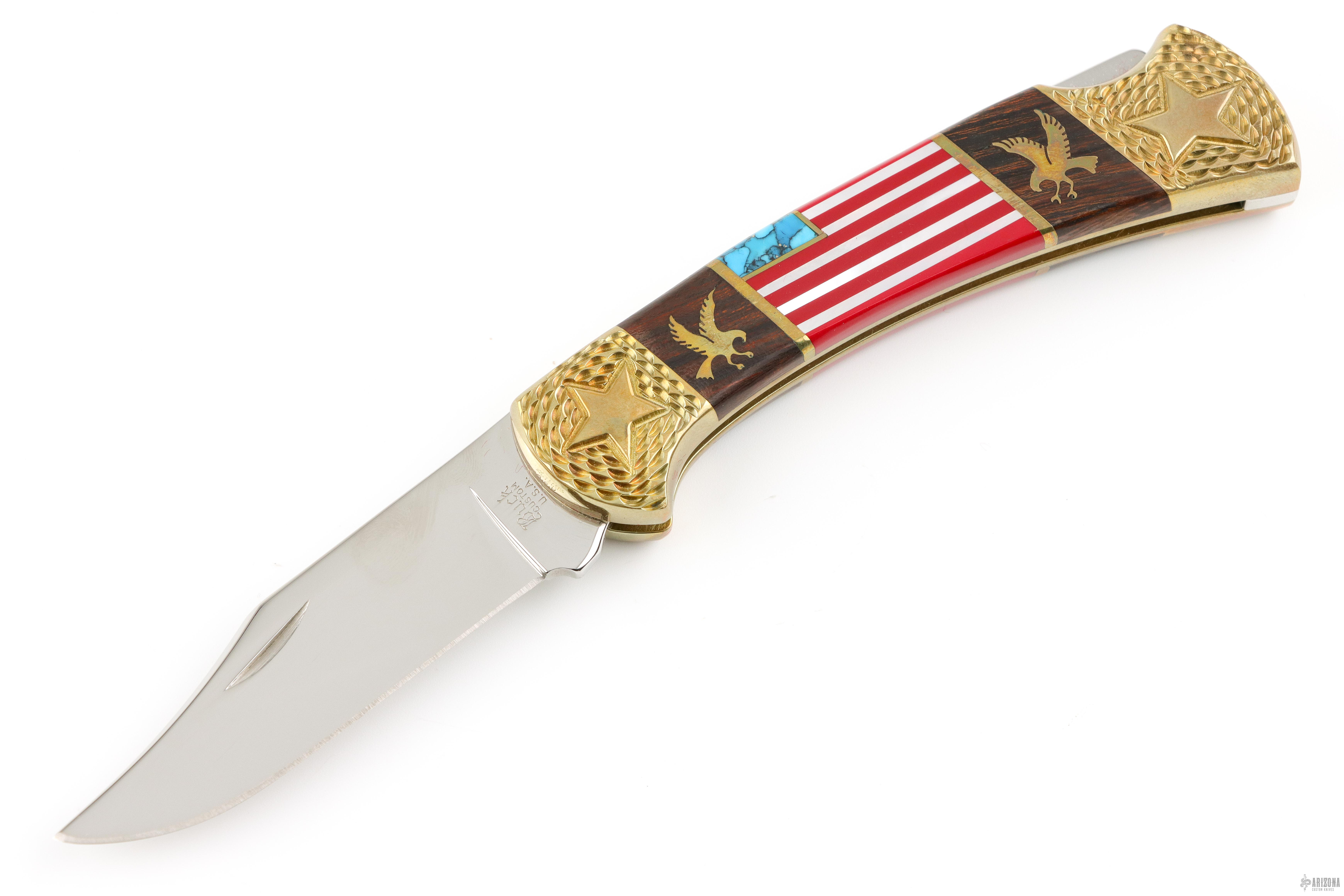Custom 112 Buck Lockback - Flag - Arizona Custom Knives