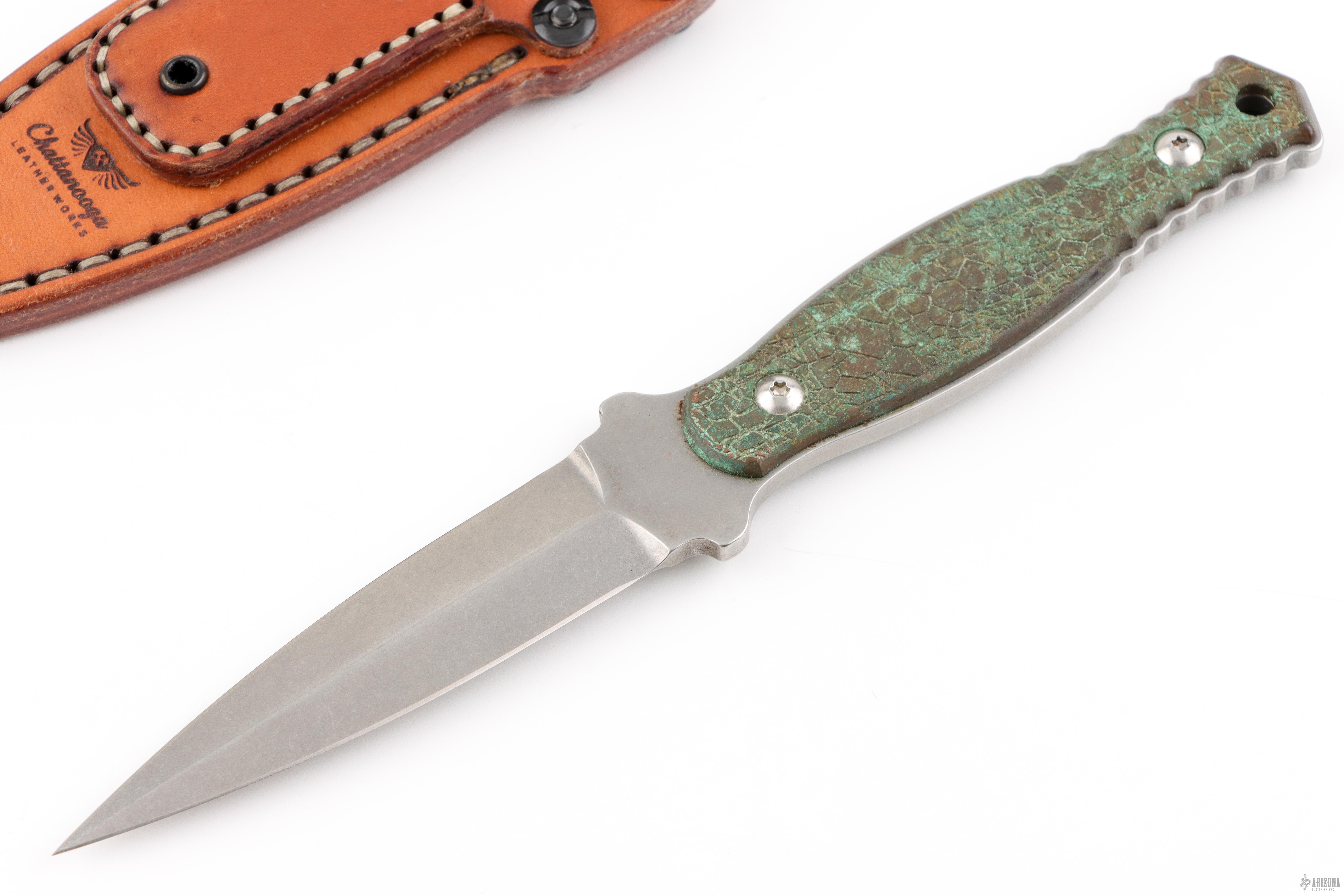 Galvo Dagger - Forced Patina Copper Scales - Arizona Custom Knives