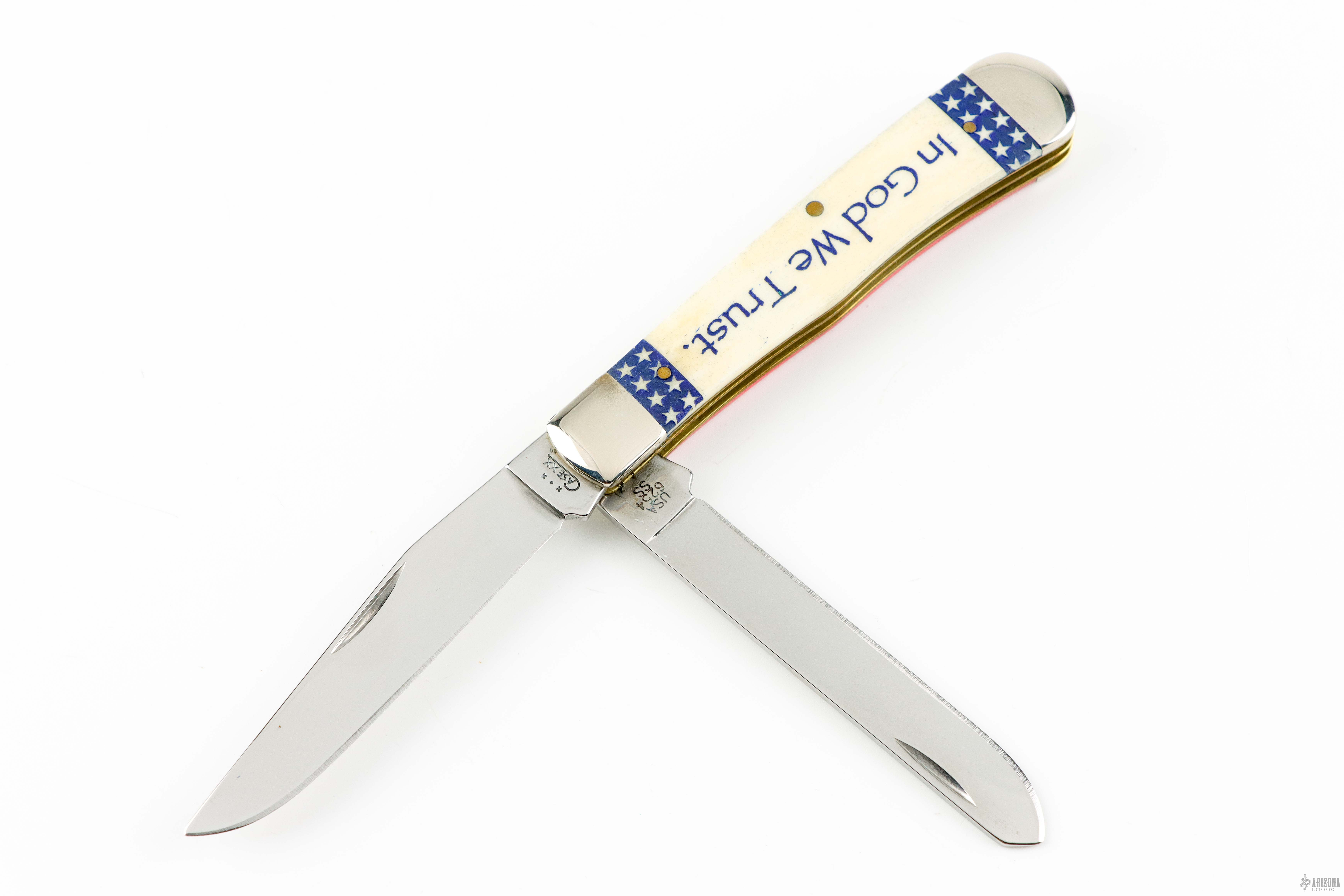 6254 SS Trapper - In God We Trust - Arizona Custom Knives