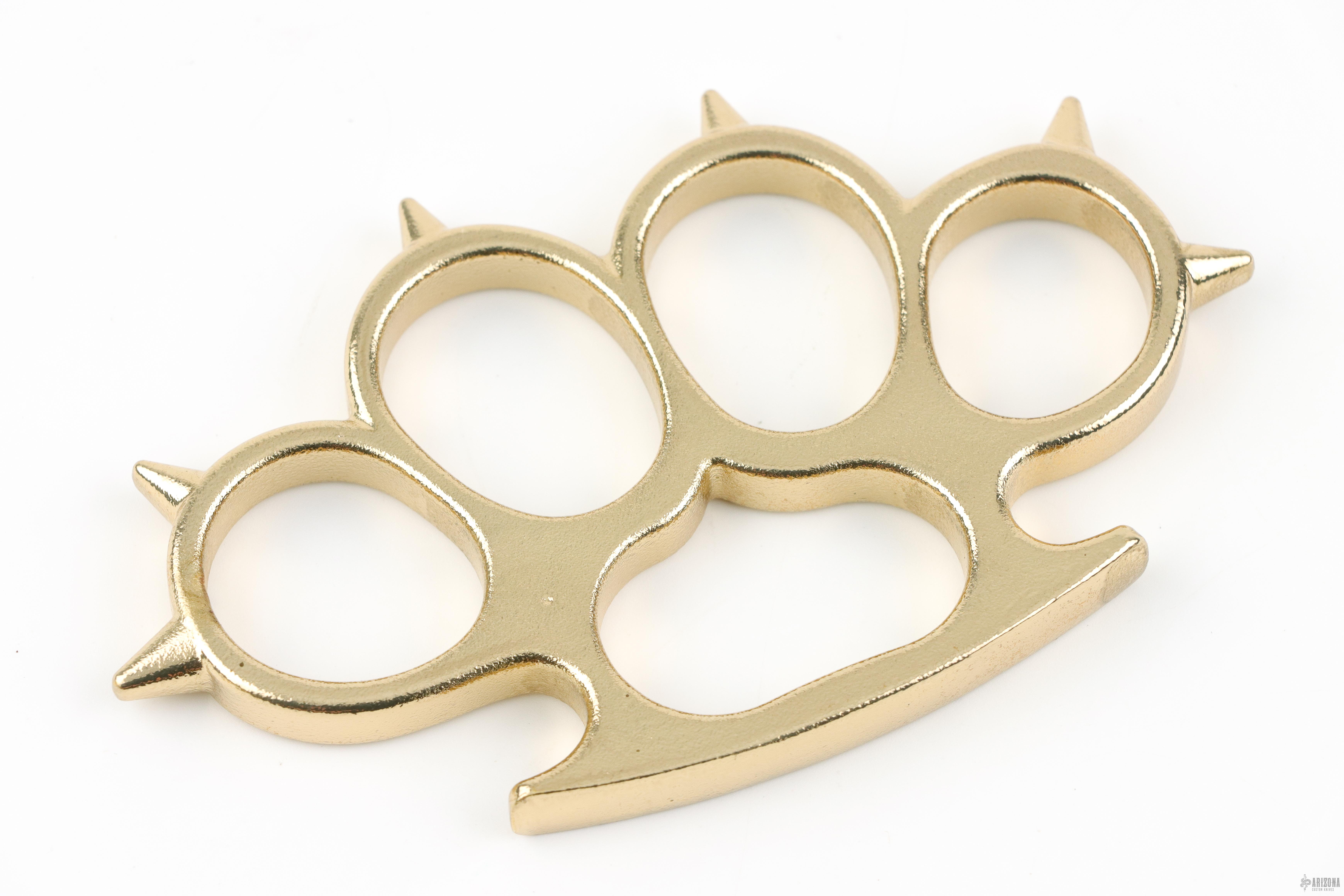 German Six Spike Knuckle - Brass Plated Steel - Arizona Custom Knives