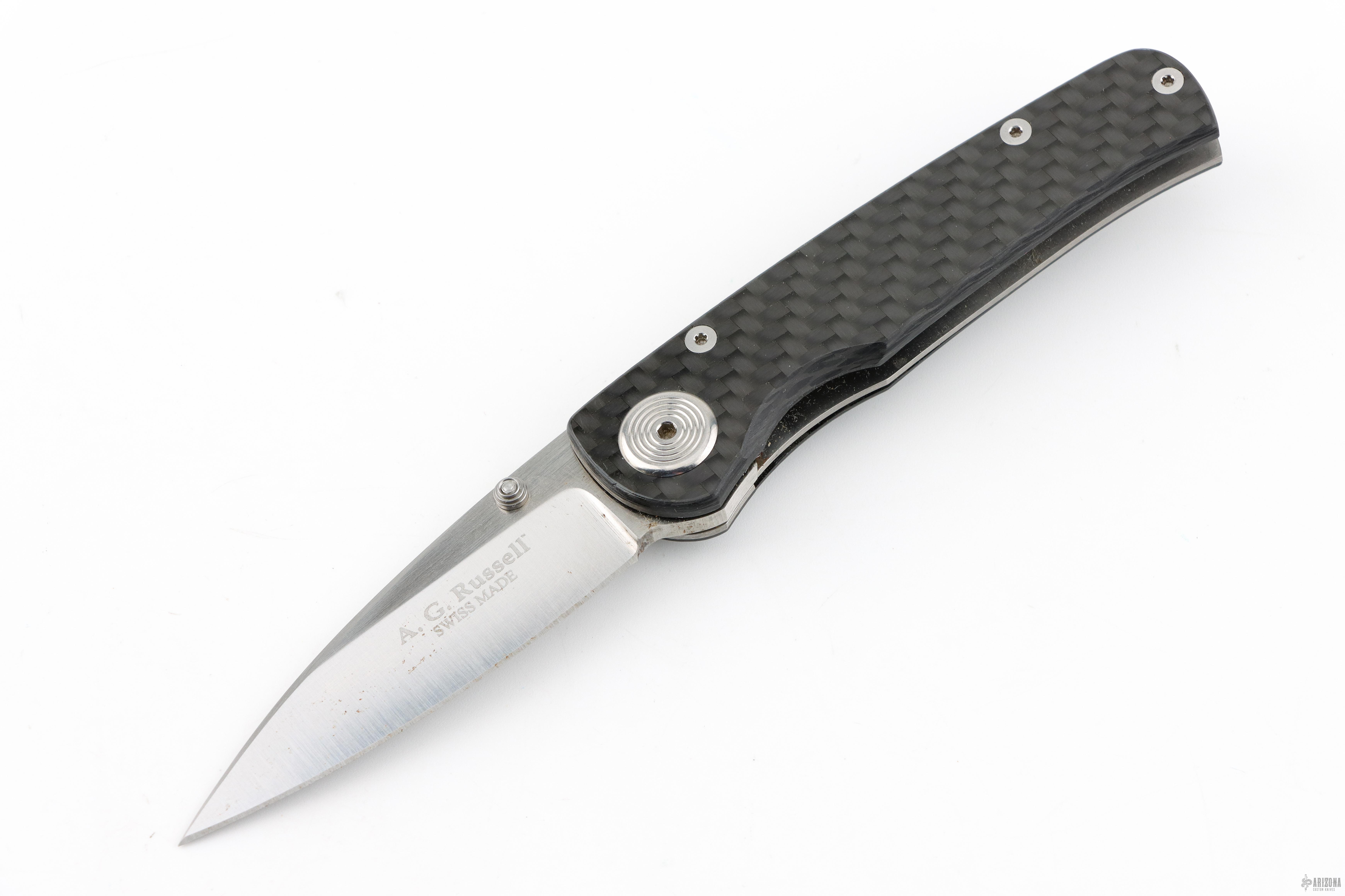 A.G. Russell Swiss Made Klotzli Carbon Fiber Linerlock 2002 ATS-34