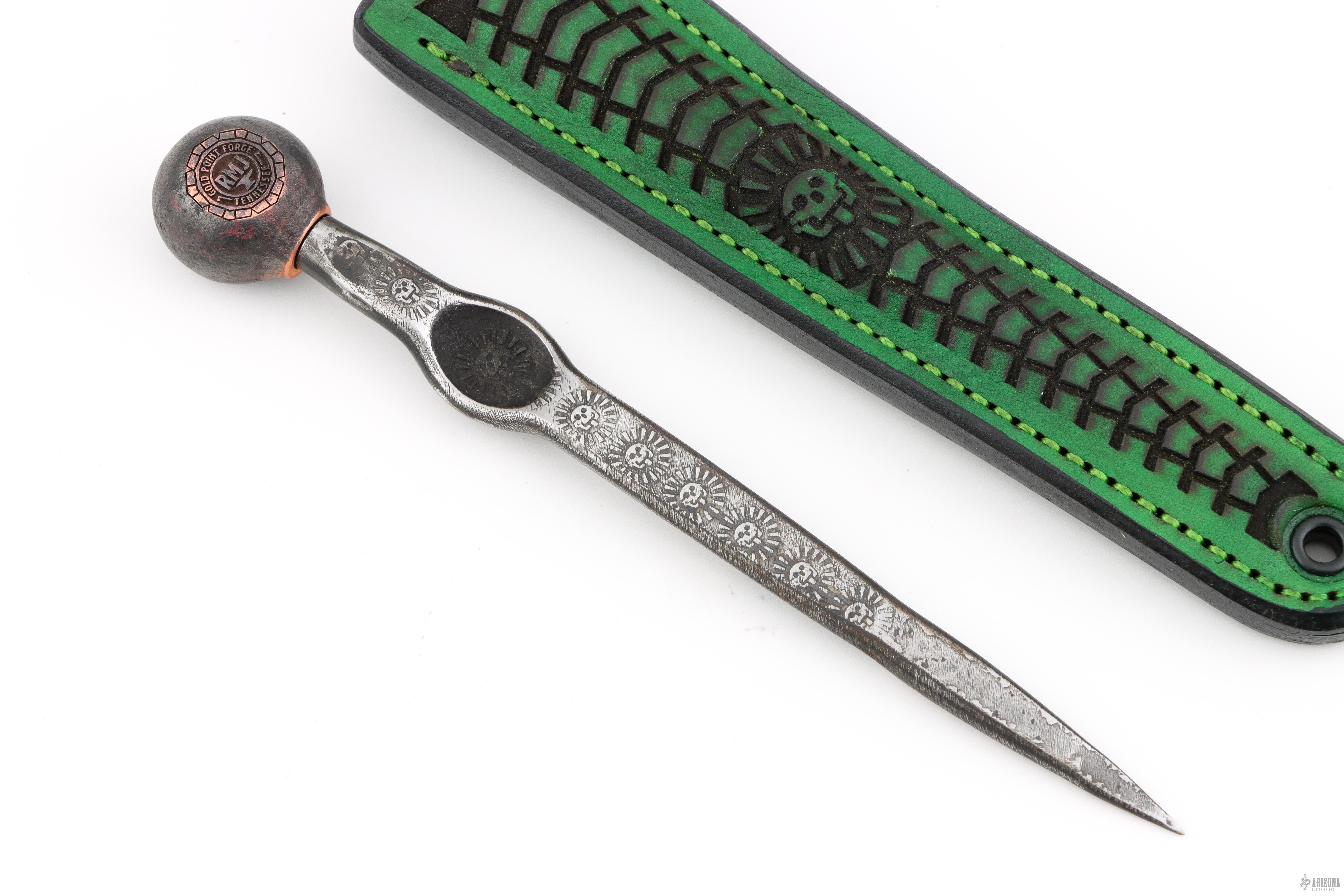 Gold Point Pocket Awl - Death God w/ Copper Knob - Arizona Custom