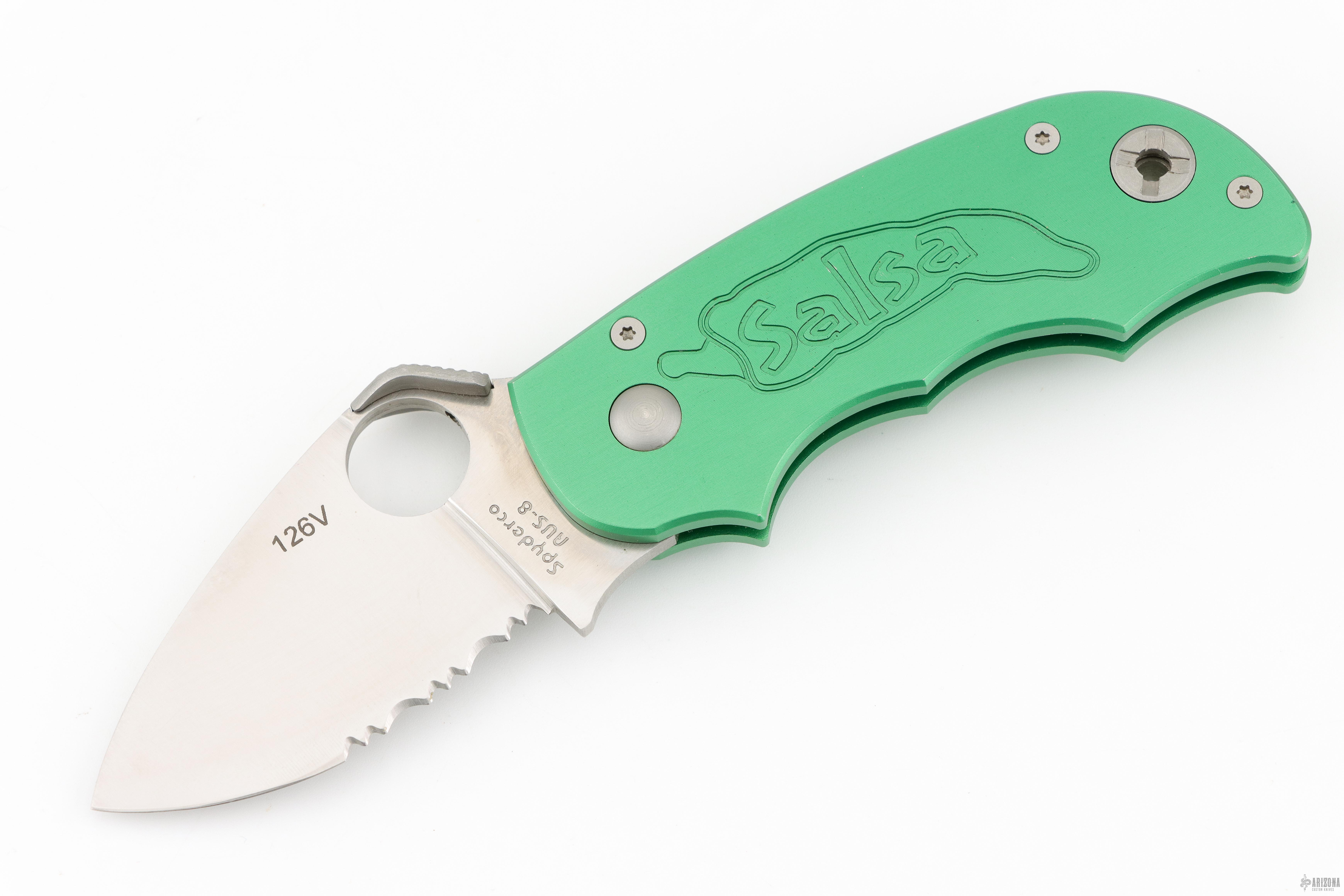 C71GLP Aluminum Green Salsa - Arizona Custom Knives