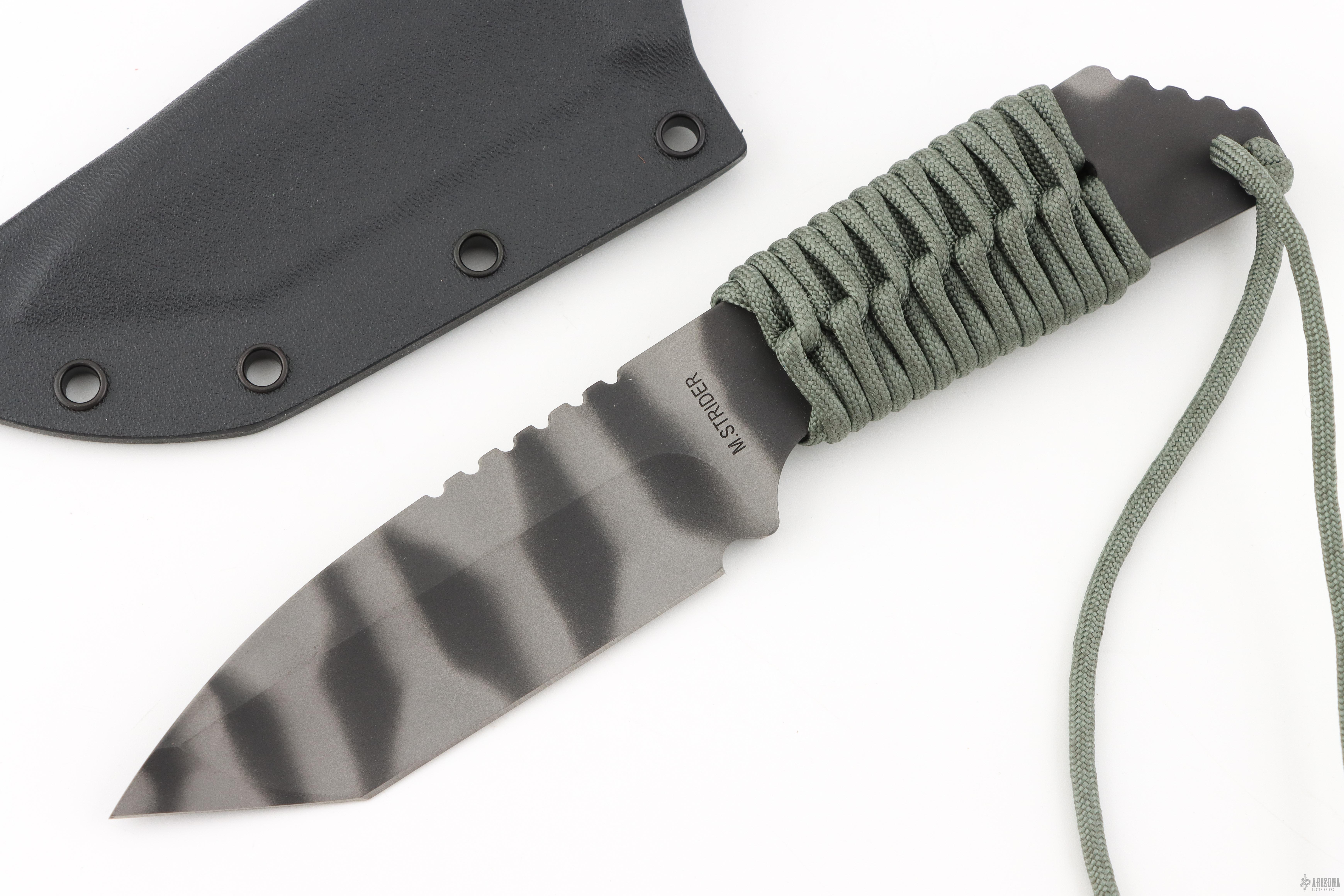 MFS Tanto Tiger Stripe - Green Paracord Wrap - Arizona Custom Knives