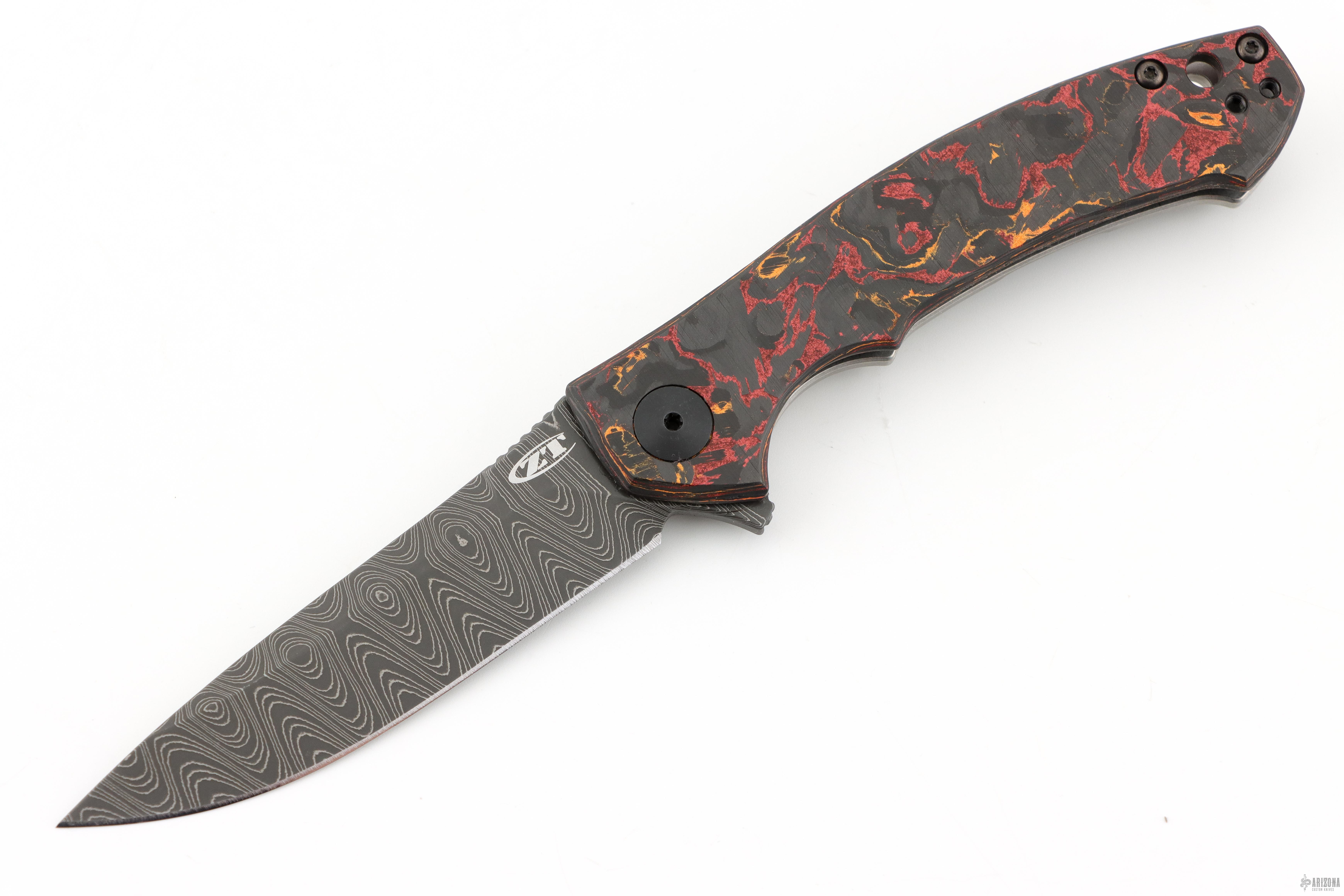 s*v様 Cooz ミディアムスケール 4弦ベース メタリックレッド ほぼ未使用 0450CFDAMS Sinkevich Vegas Forge Damascus Orange/Red Carbon Fiber