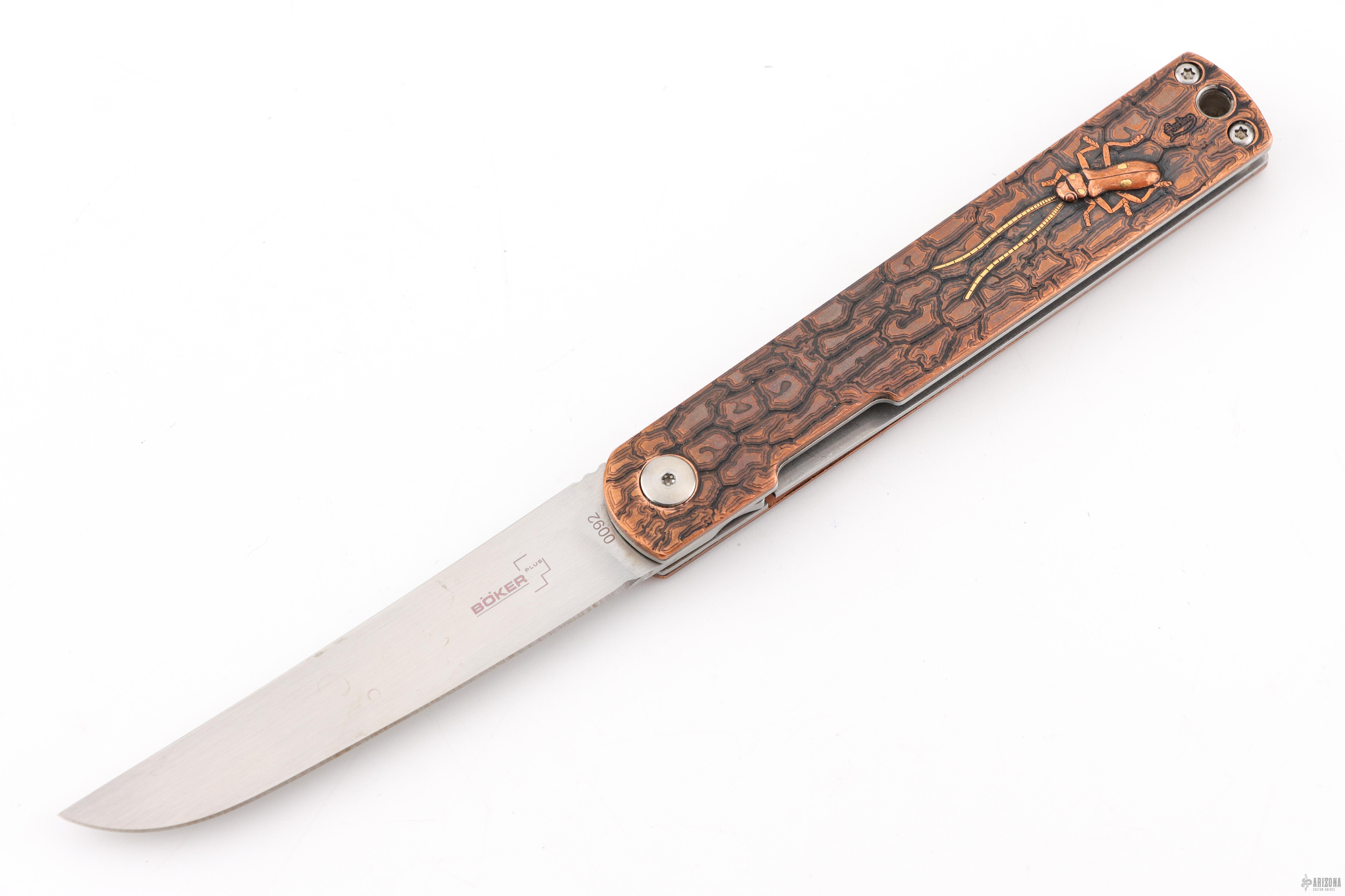 Kansei Nori Liner Lock - Copper - Custom Engraved by Tom Sterling