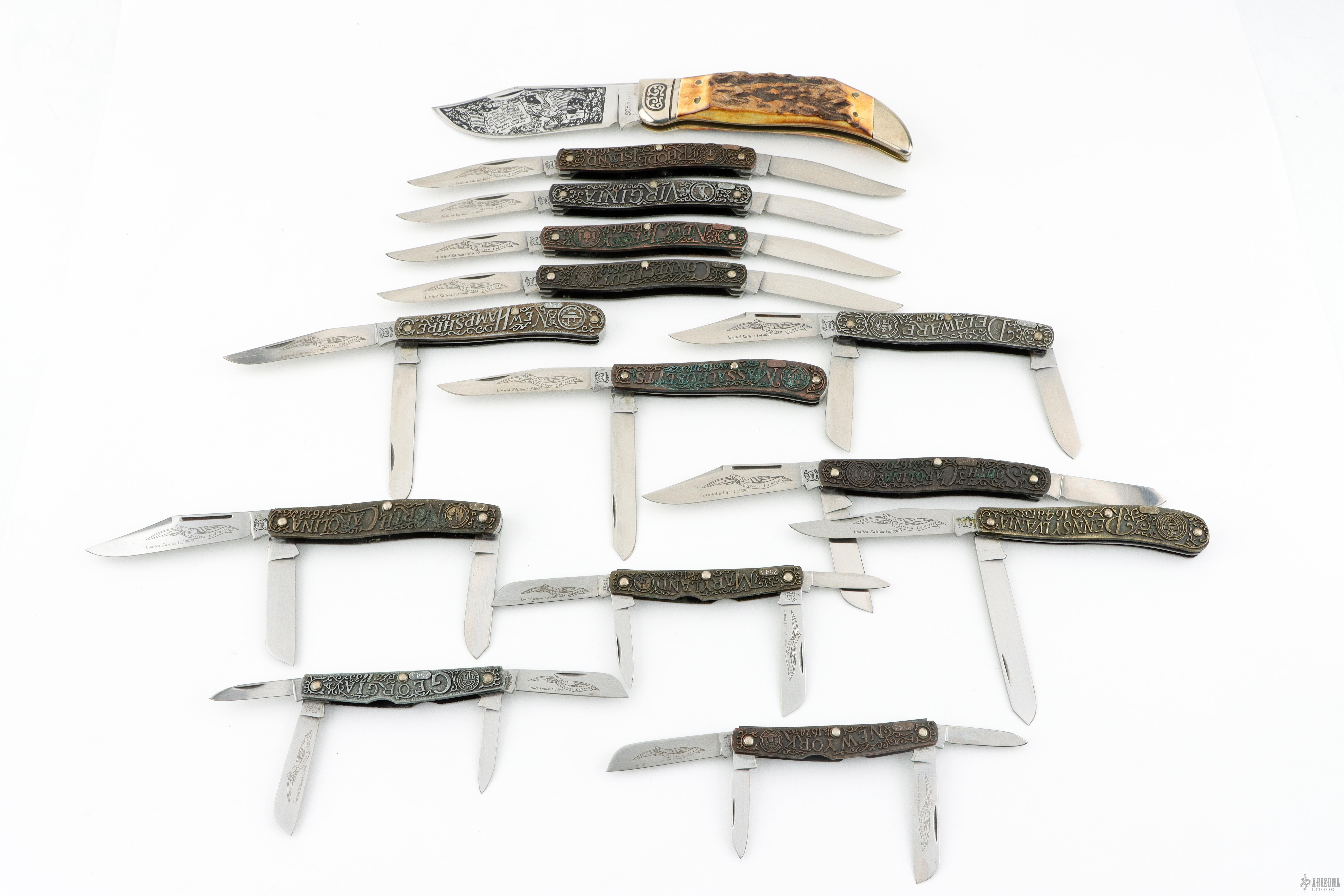 US Schrade Limited Edition Thirteen Colony Series Set of 14 Pocket