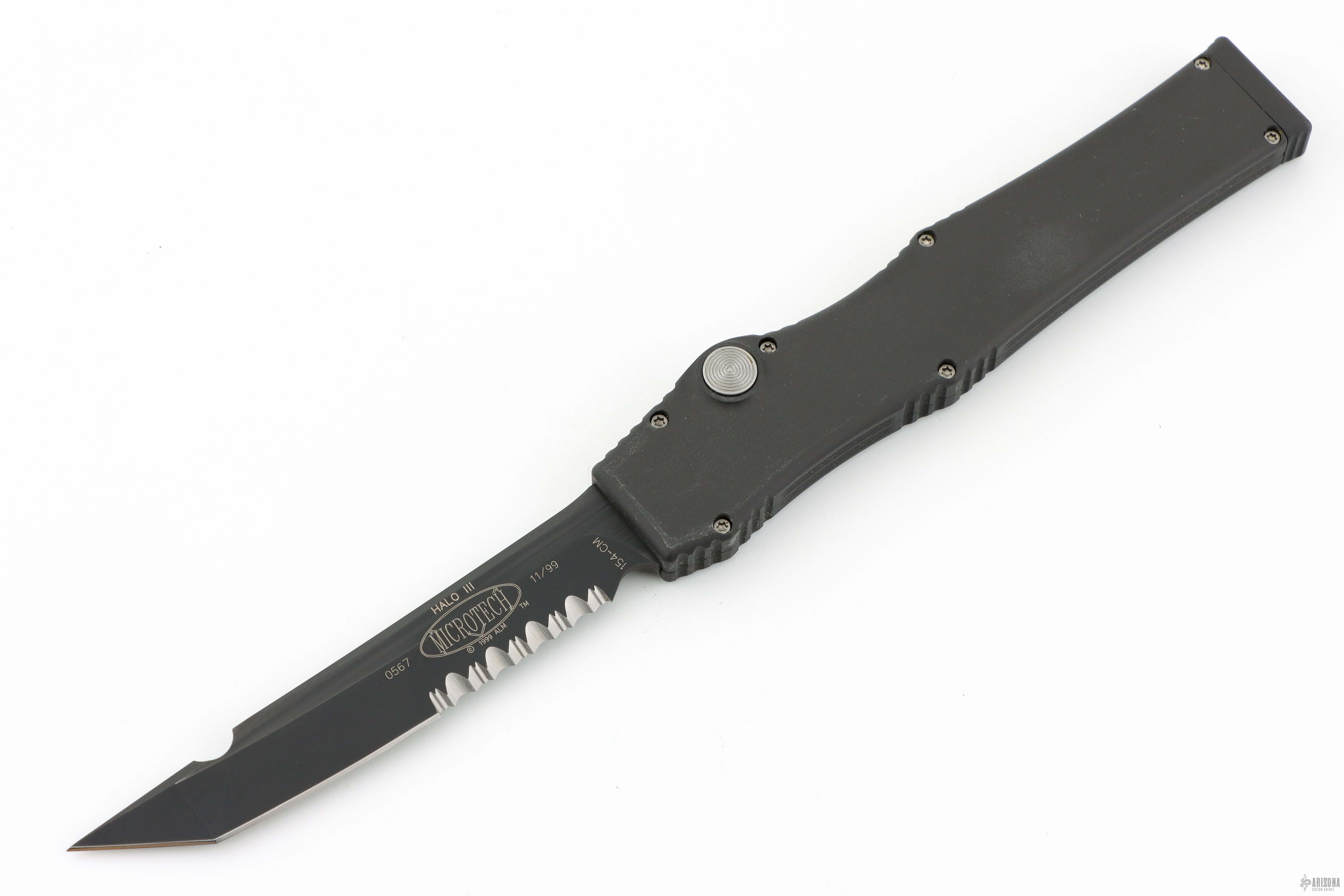 Halo III Black Tanto Serrated #0567 11/99 - Arizona Custom Knives