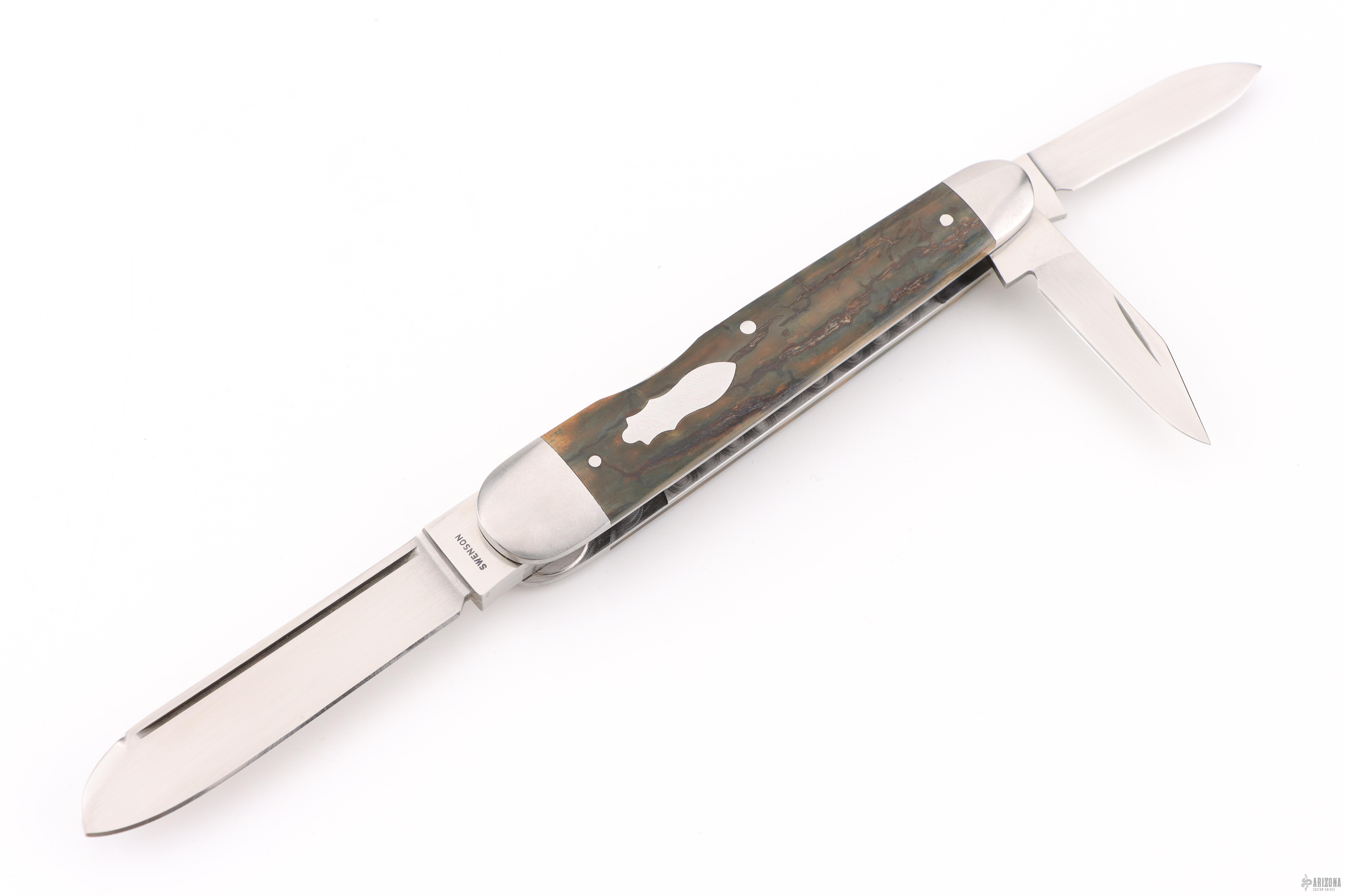 【希少】KINGSTON 手巻き ホワイト ムーンフェイズ デイデイト Mammoth Ivory Lockback Whittler - Arizona Custom Knives