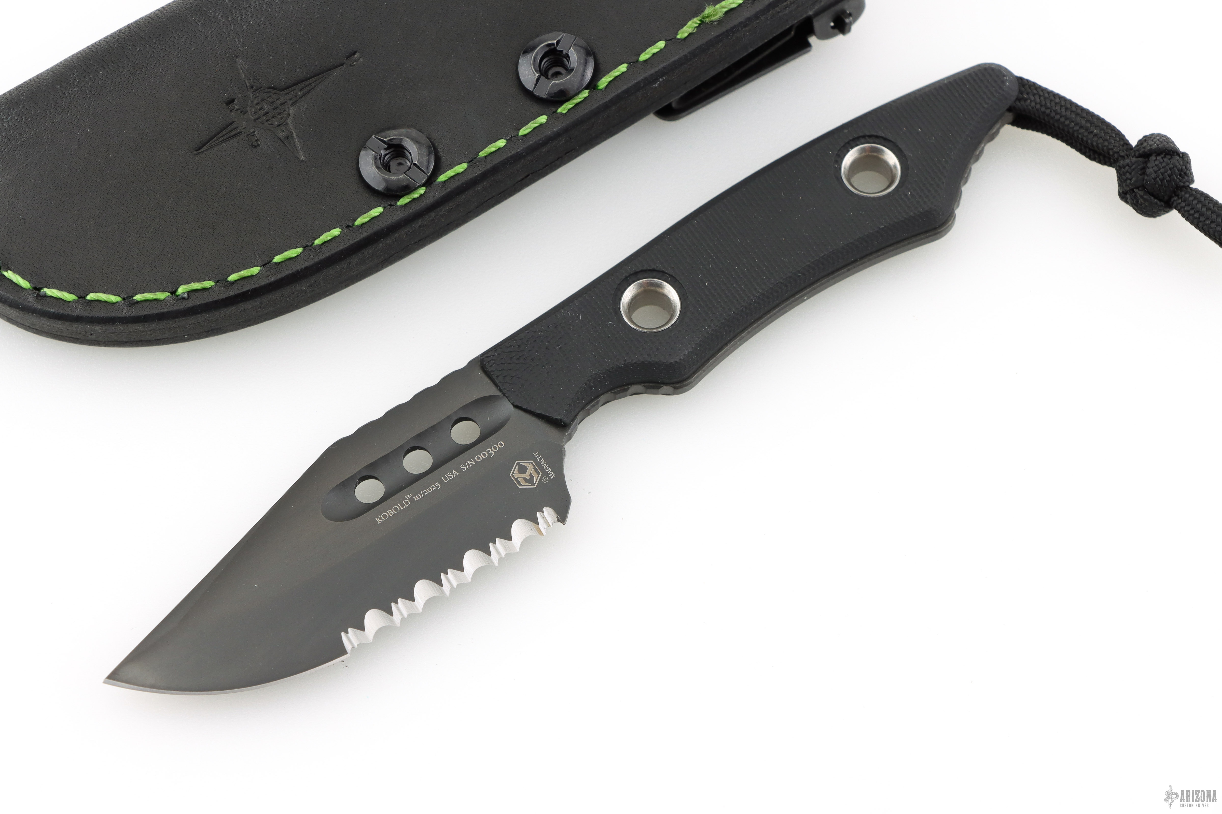 Kobold - Bowie DLC Serrated Black G10 - Arizona Custom Knives