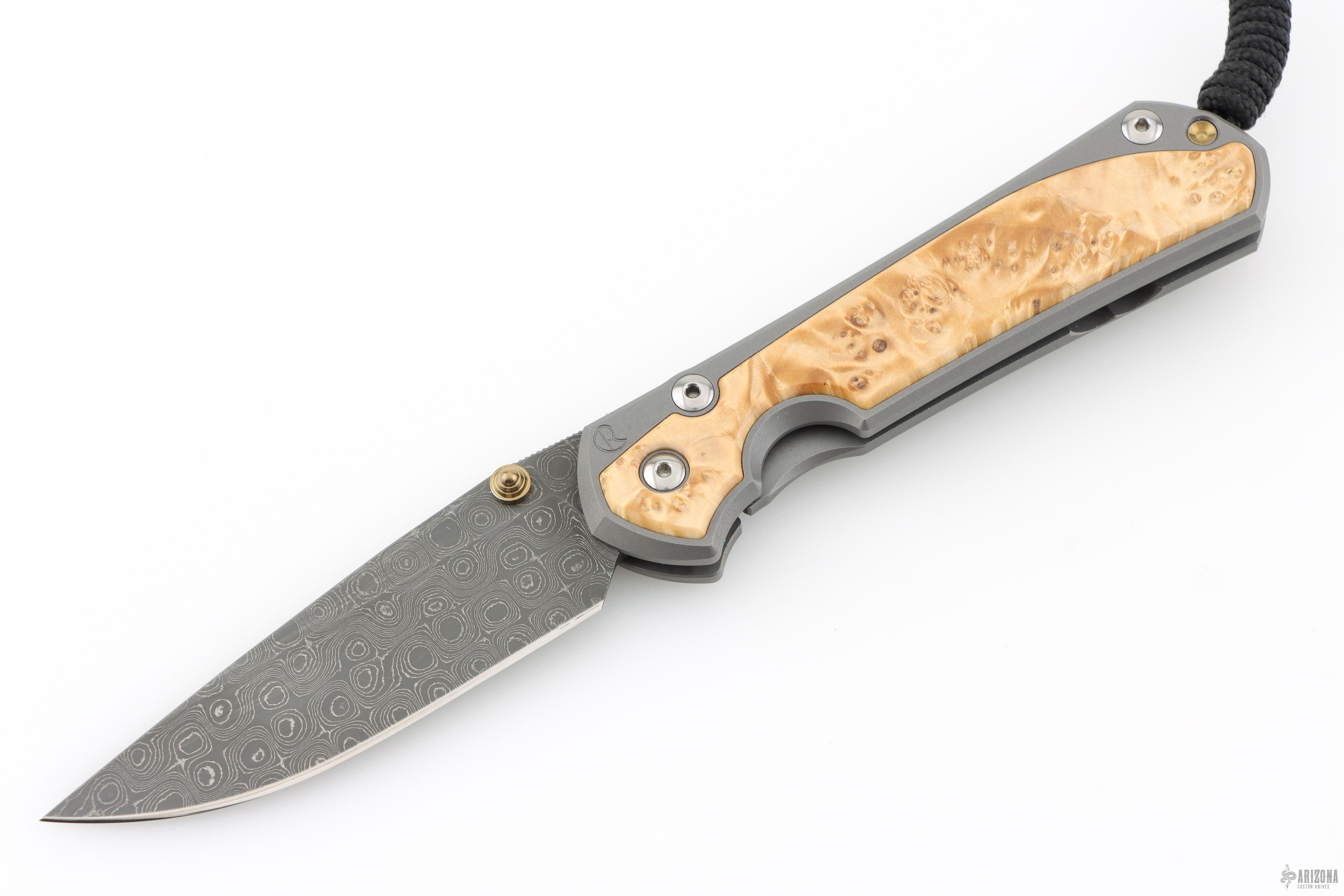 DOUBLE LIFE / RAW ELEMENTS 激レア Large Sebenza 31 Inlay - Box Elder Burl Nichols Raindrop Damascus