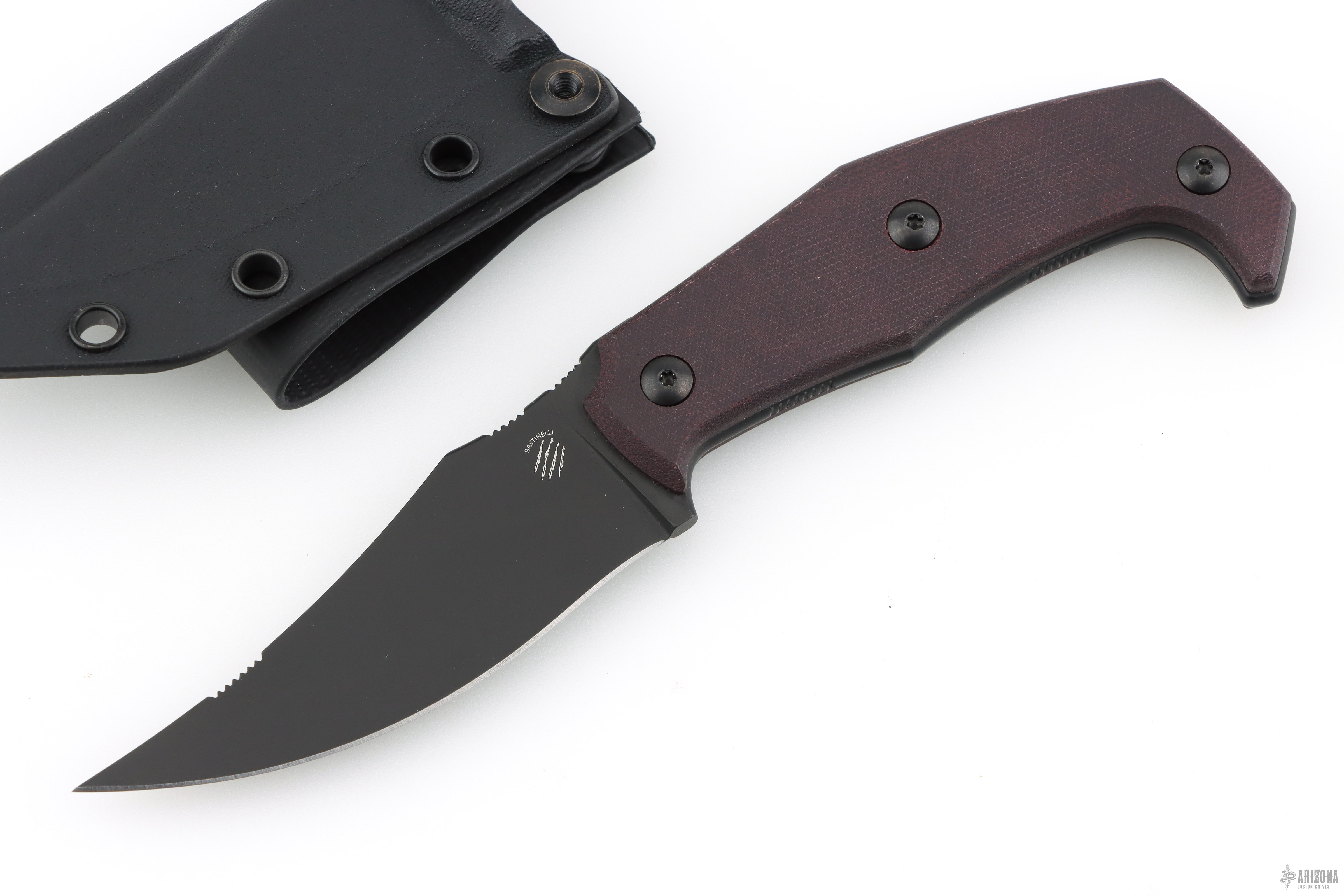 Mood - Black and Maroon Linen Micarta - Arizona Custom Knives