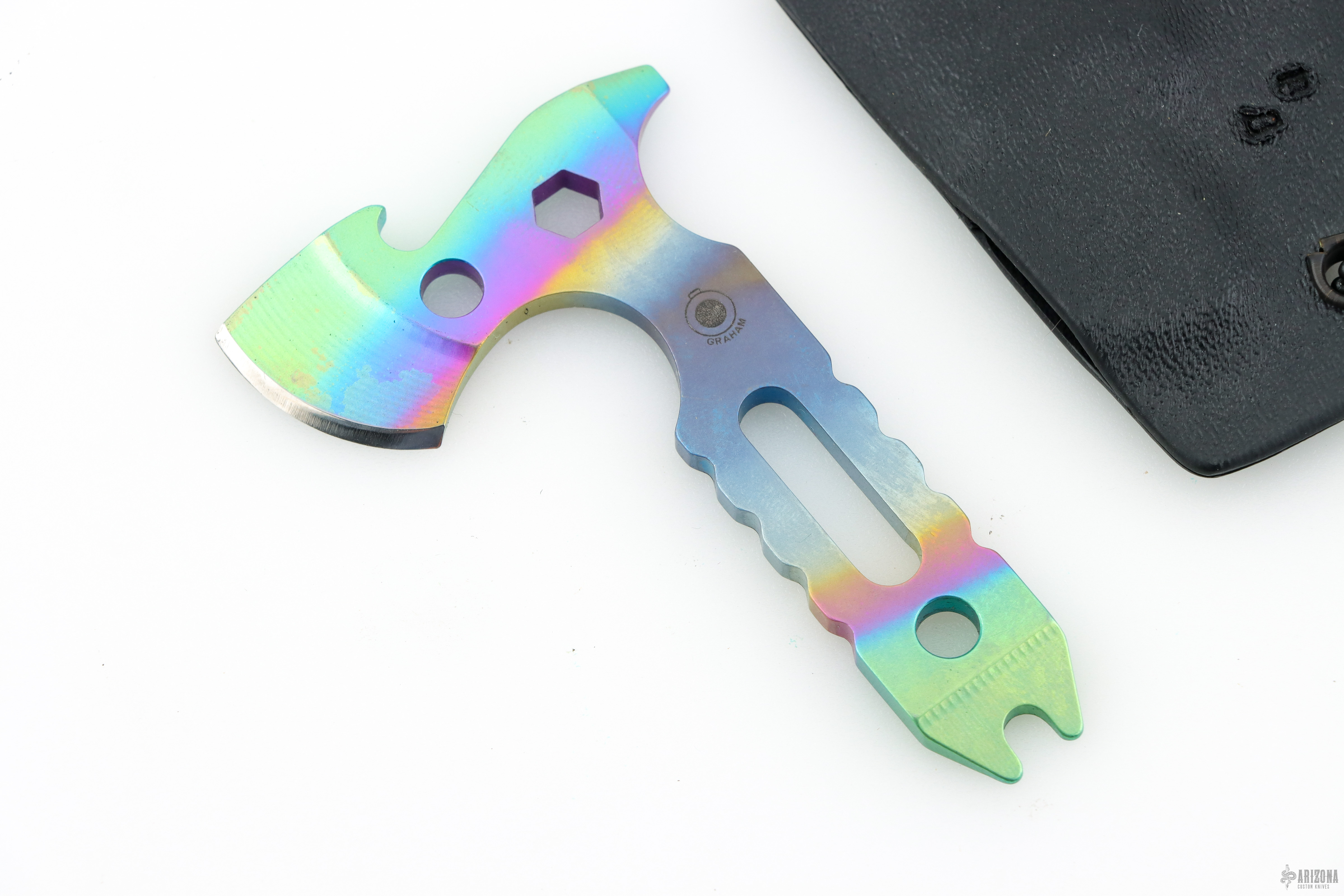 Hawkit Machine Hawkit - Rainbow Anodized Titanium - Arizona Custom Knives