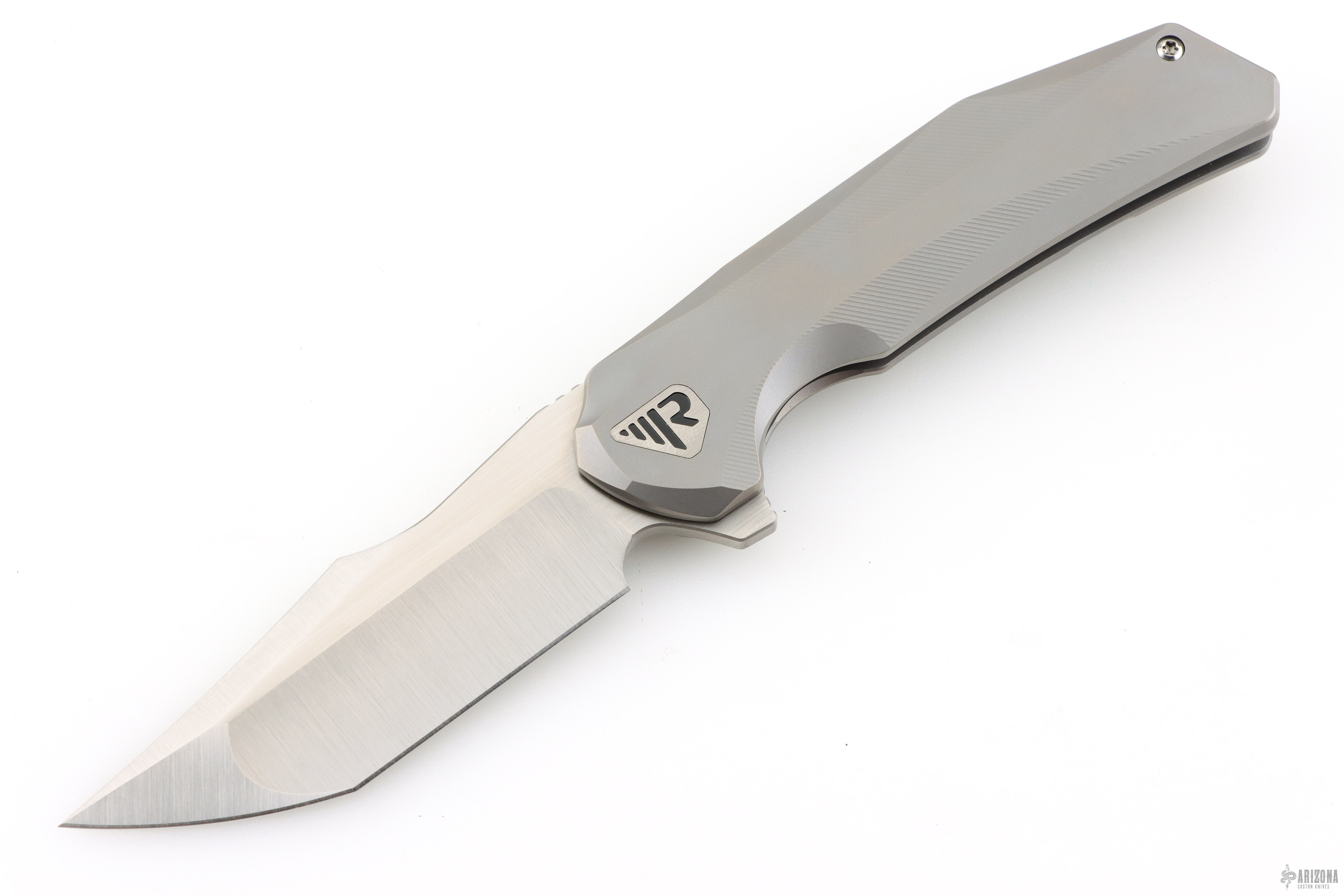 Zoro Frame Lock - Bead Blast Titanium Belt Satin - Arizona Custom