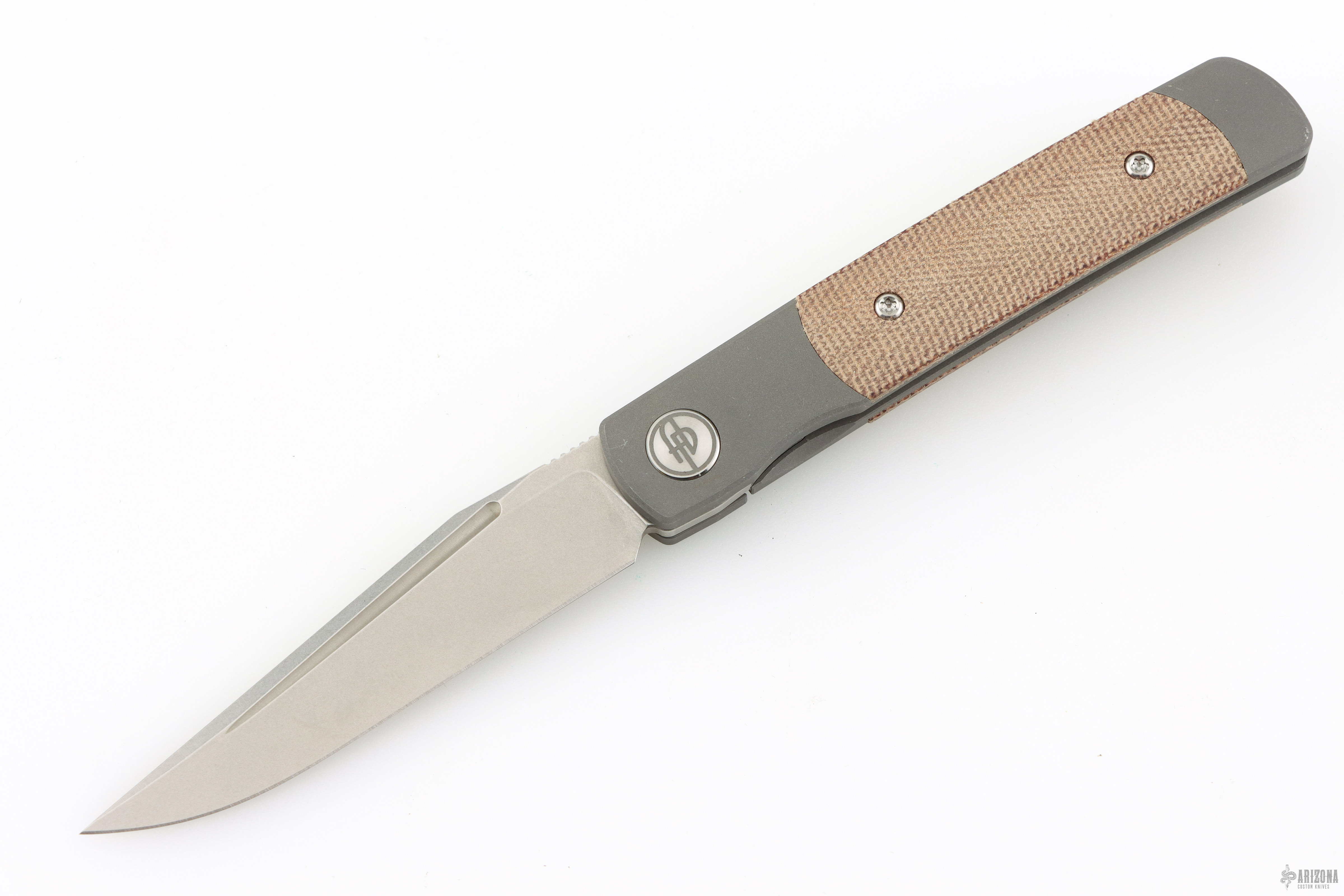 Custom Rooks Rook - Stonewashed Blade Natural Micarta Scales - Arizona Custom Knives