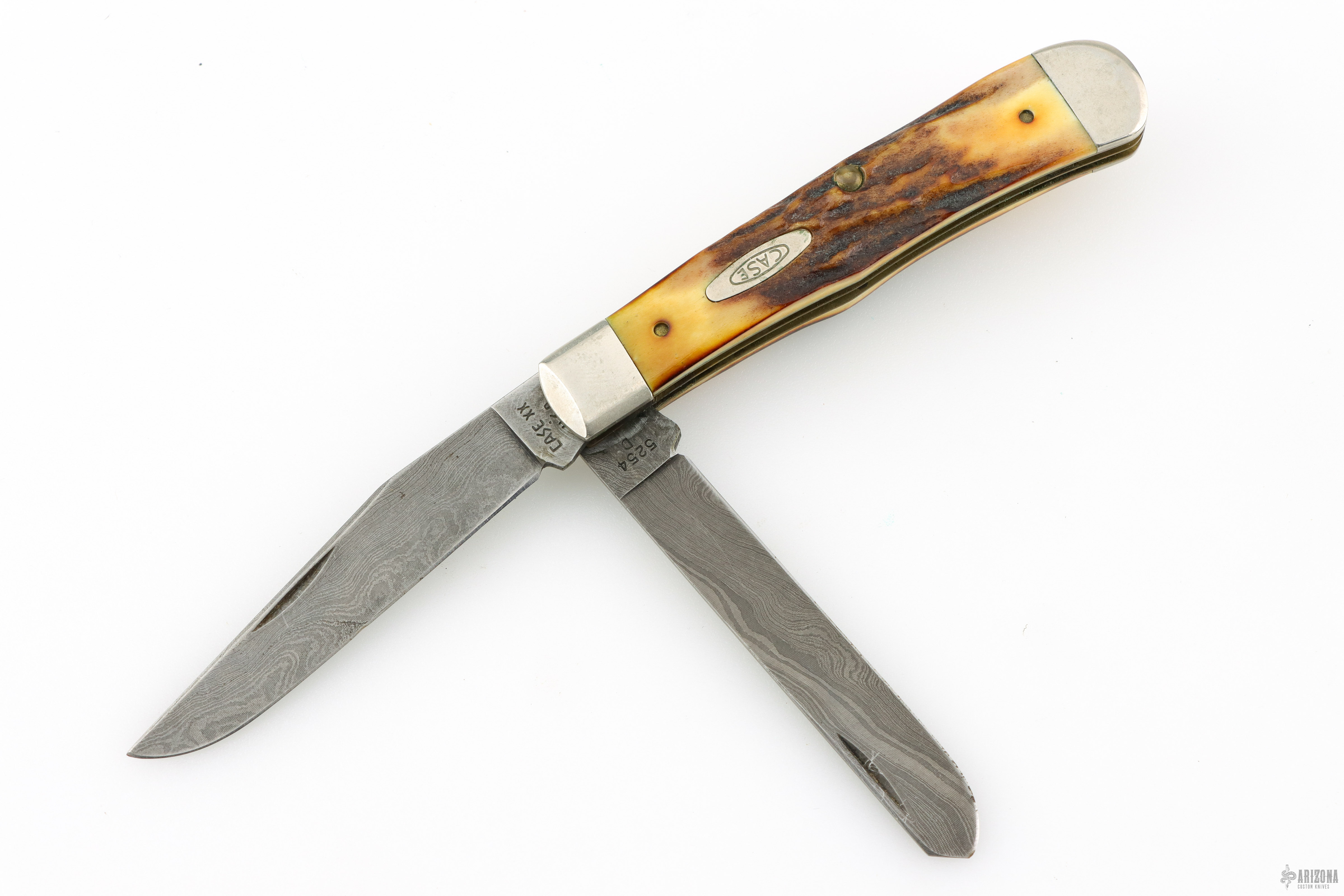 5254D Stag Trapper 1989 - Damascus - Arizona Custom Knives
