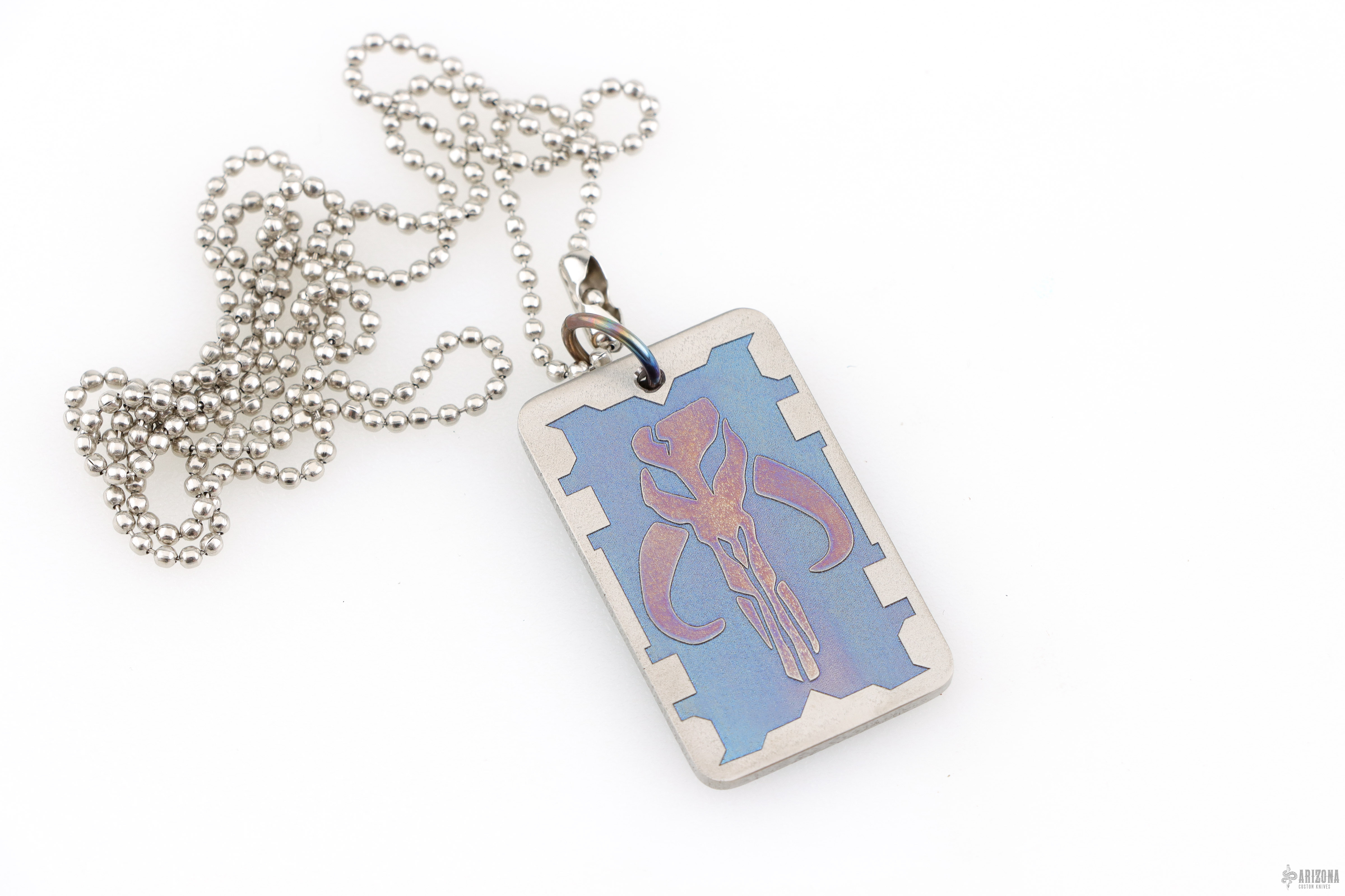 Forged Titanium Mythosaur Mandalorian Pendant - Arizona Custom Knives