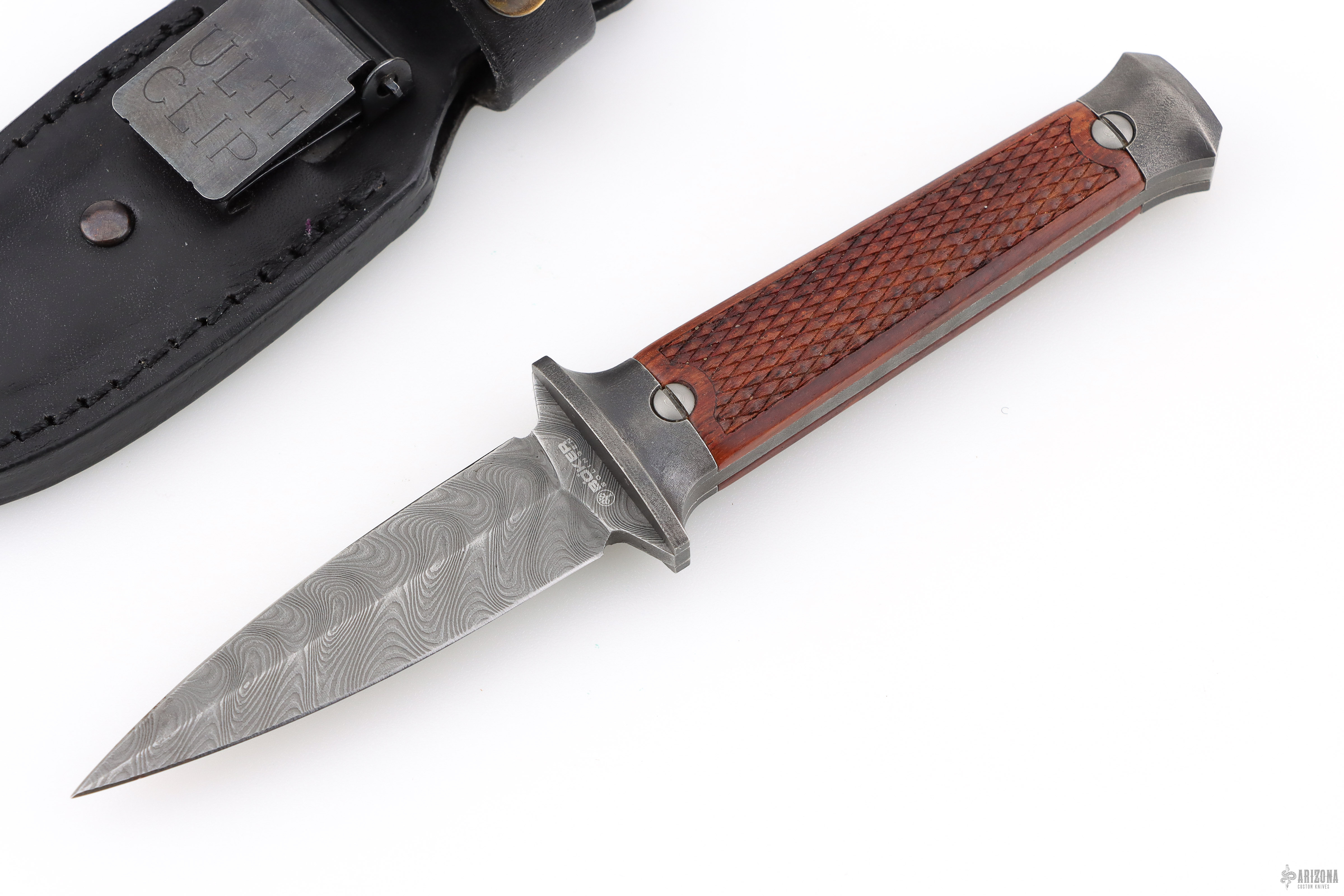 【消しゴム様】UNIVERSAL PRODUCTS.LEATHERBROUSON 121515DAM P08 Boot Dagger - Nichols Boomerang Damascus and