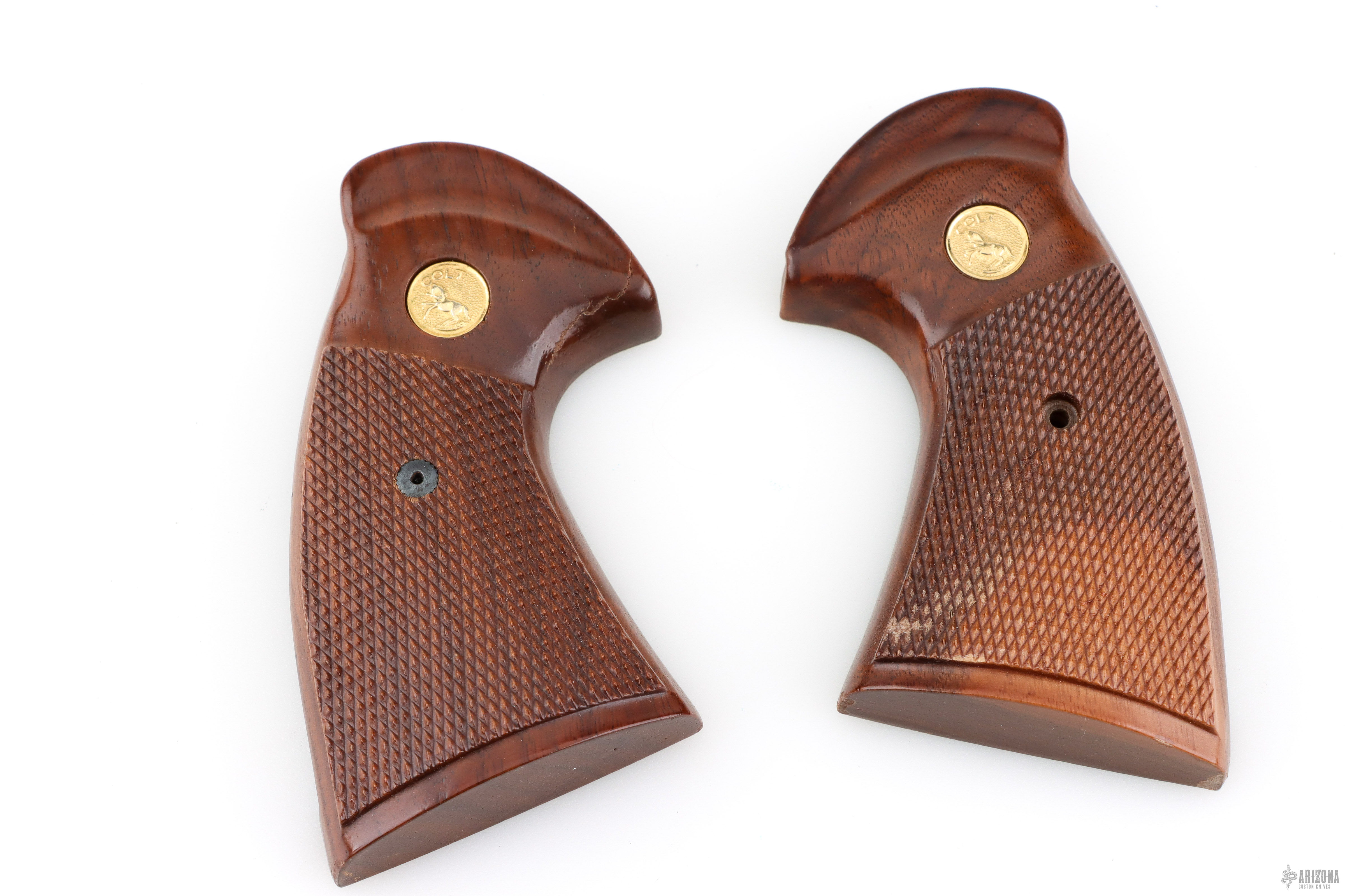 Colt Factory Python Revolver Checkered Wood Grips - Arizona Custom Knives