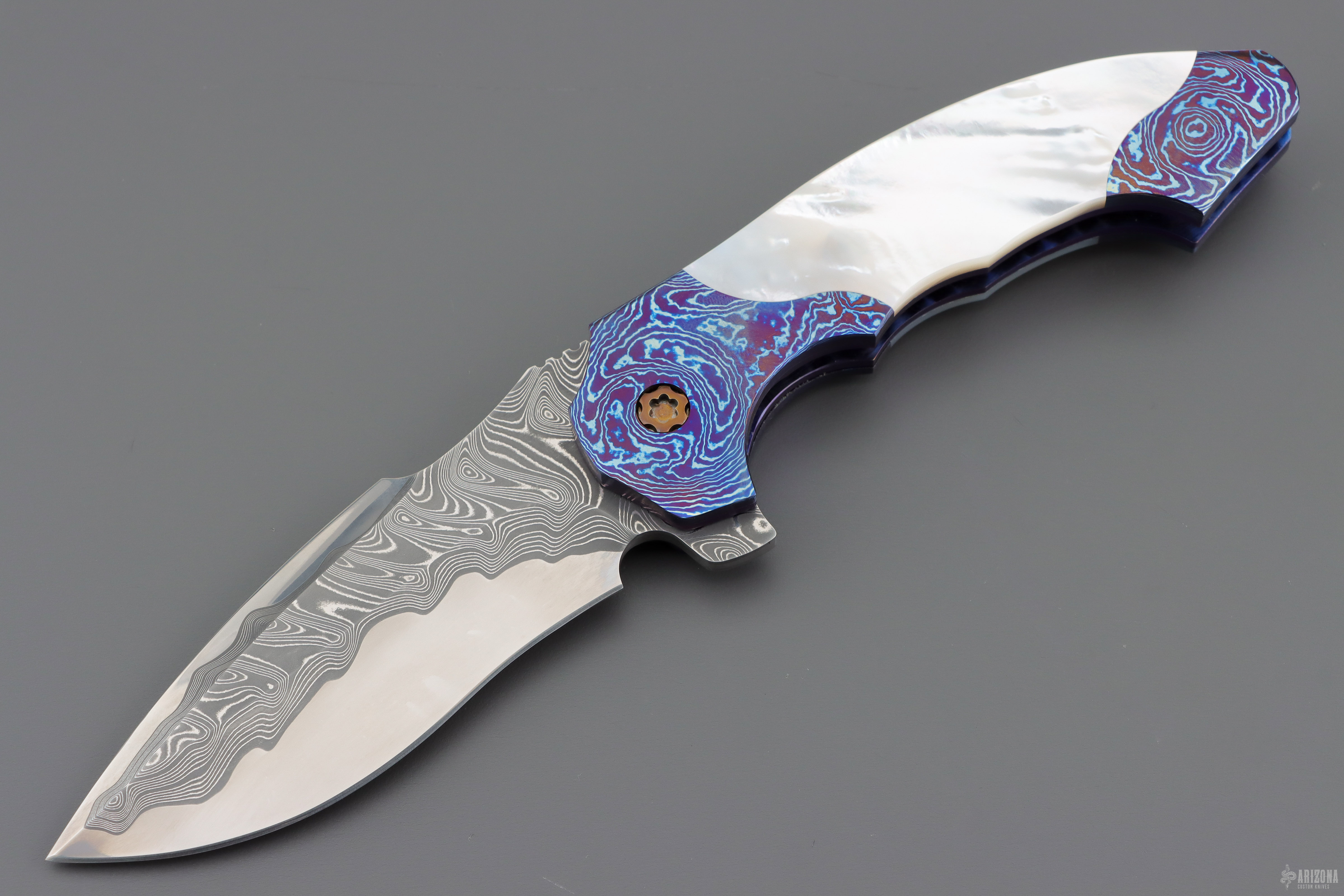 Archangel Flipper - San Mai/MokuTi/Pearl - Arizona Custom Knives