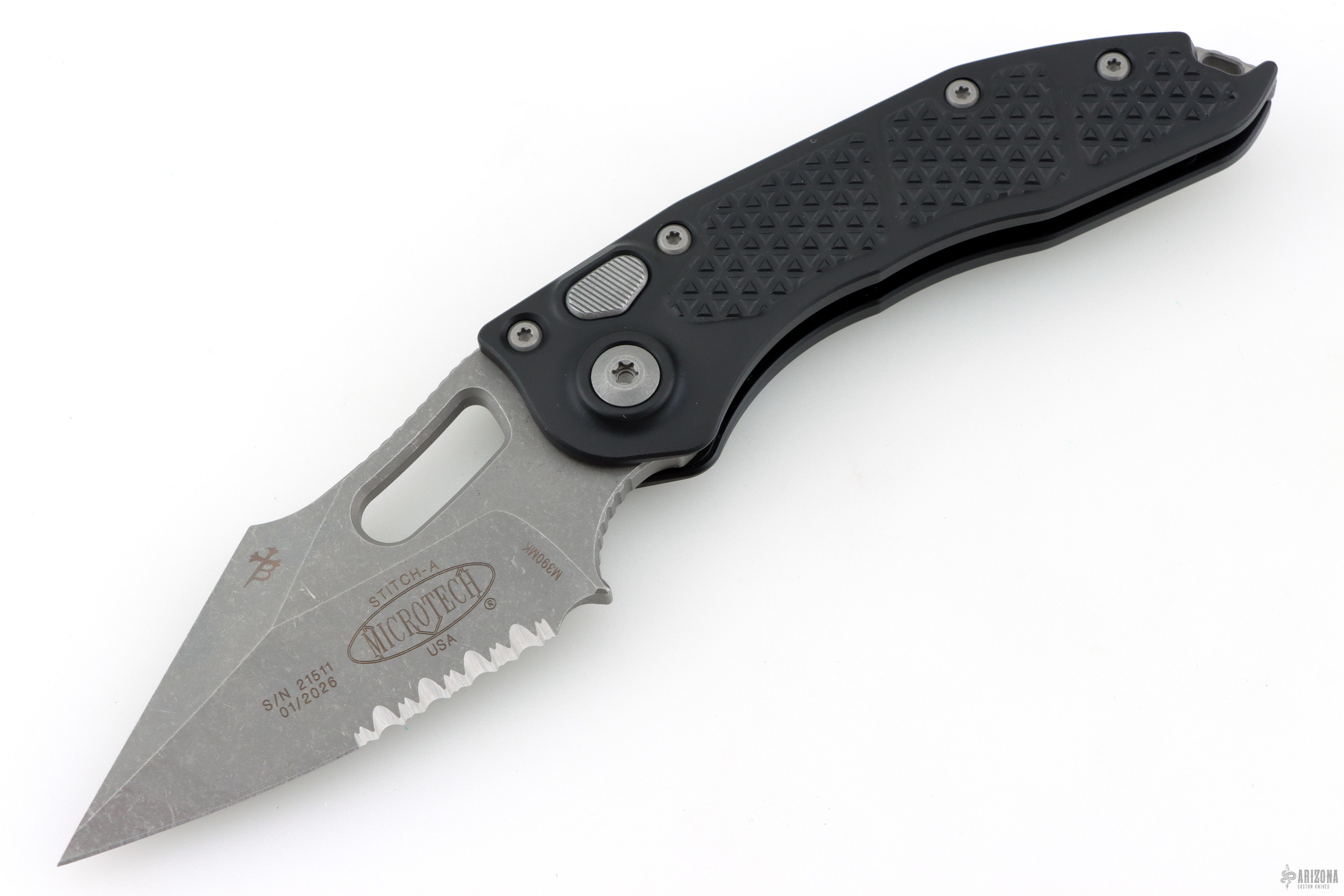 『激レア』The Knife in spun America 169-11AP Stitch-A Partial Serrated - Grenade - Arizona Custom Knives