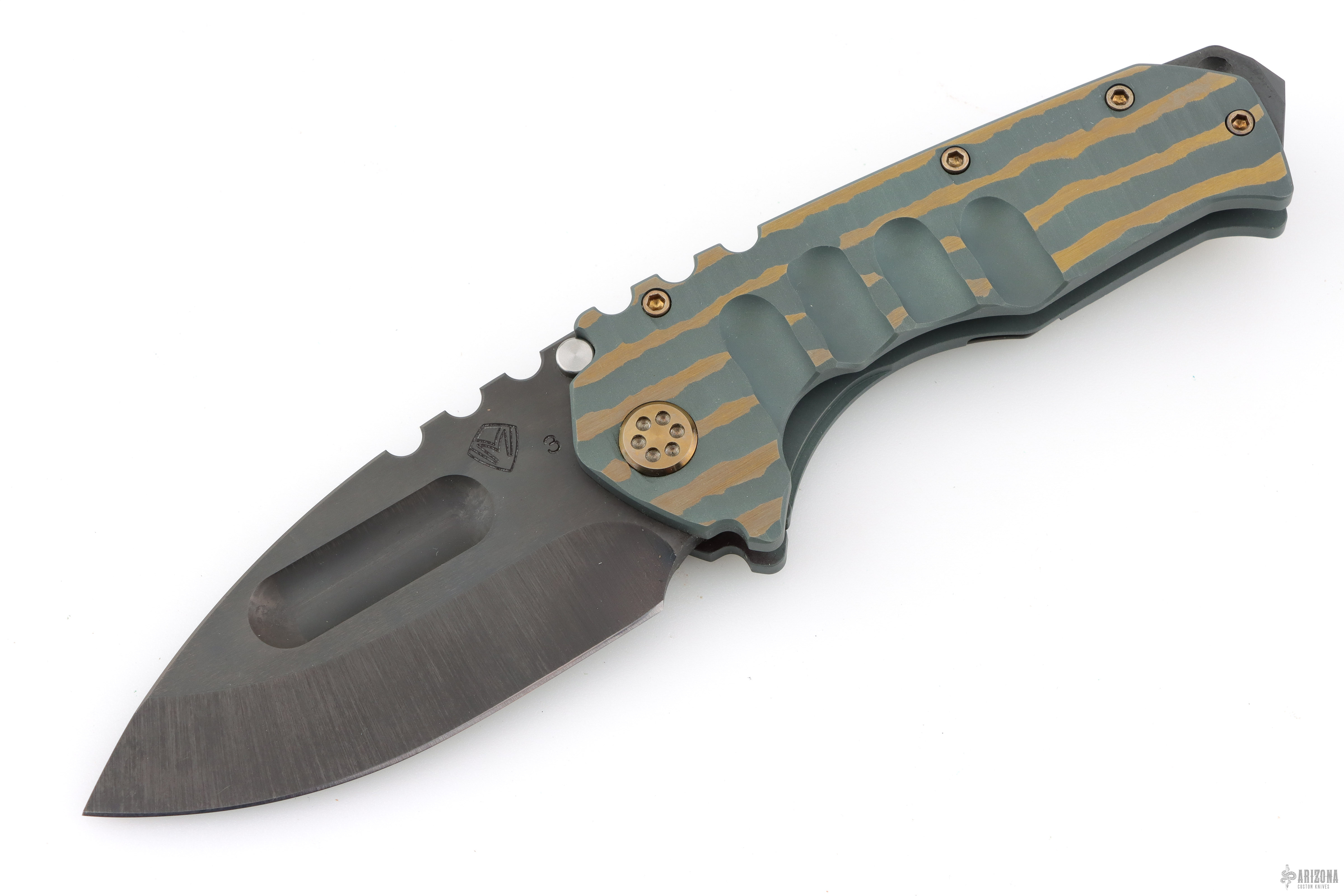 Praetorian Ti - Vulcan Drop Point Brsh/Brass Bark - Arizona Custom