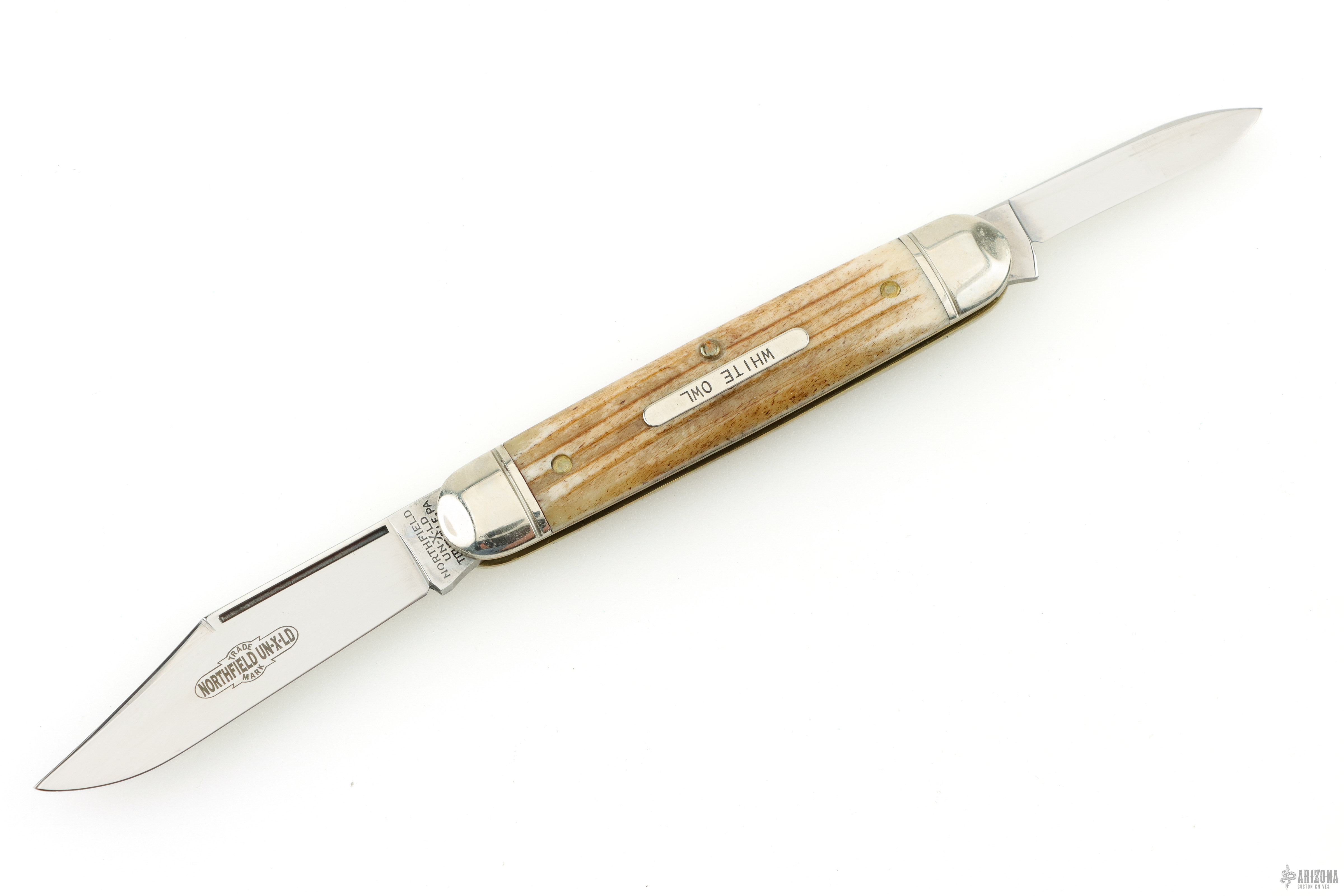 681221 White Owl - Cowhide Jigged Bone - Arizona Custom Knives