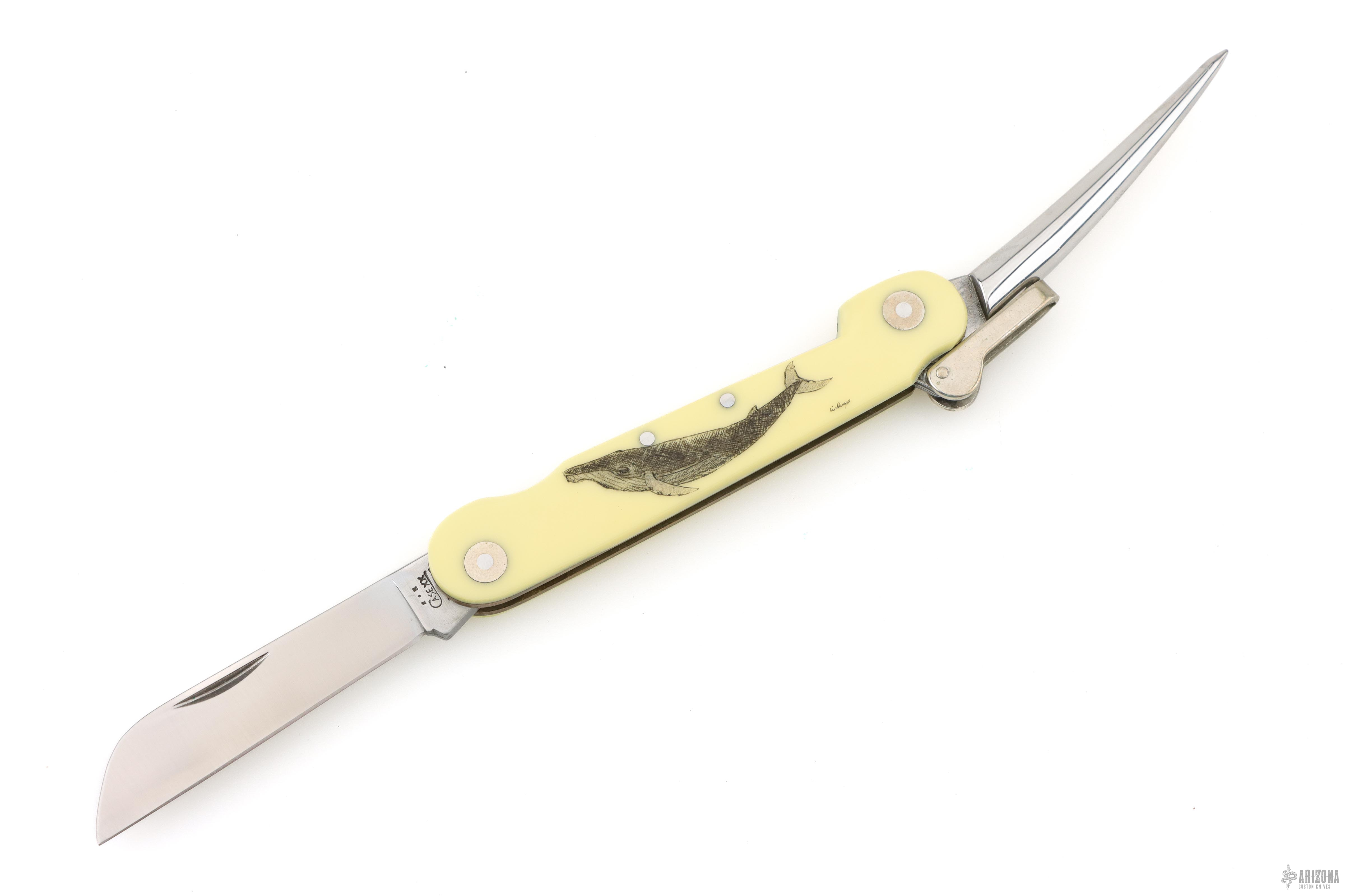 32146RLSS Marlin Spike Yellow - Whale Scrimshaw - Arizona Custom