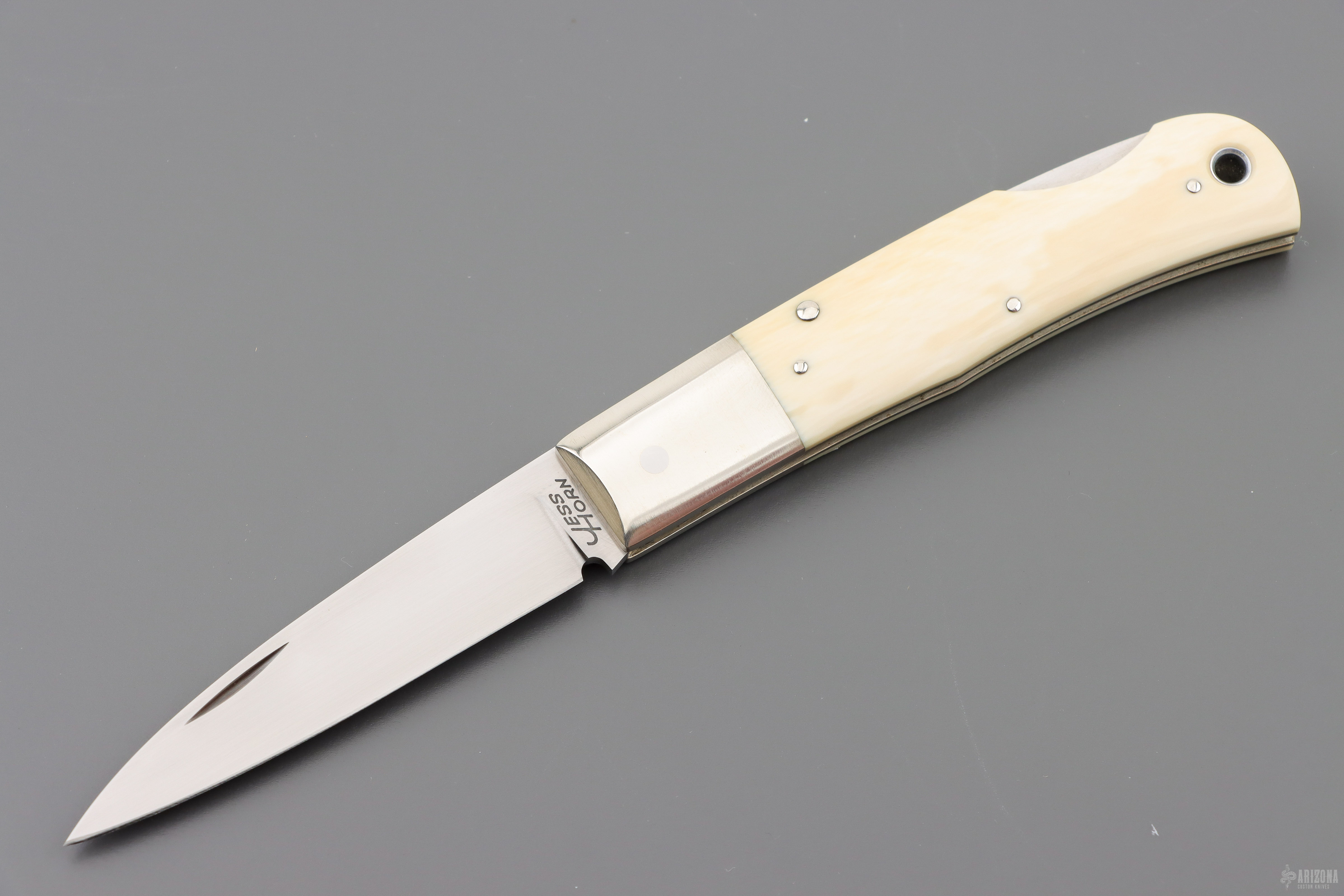 Baby Horn Lockback #389 - Mammoth Ivory - Arizona Custom Knives