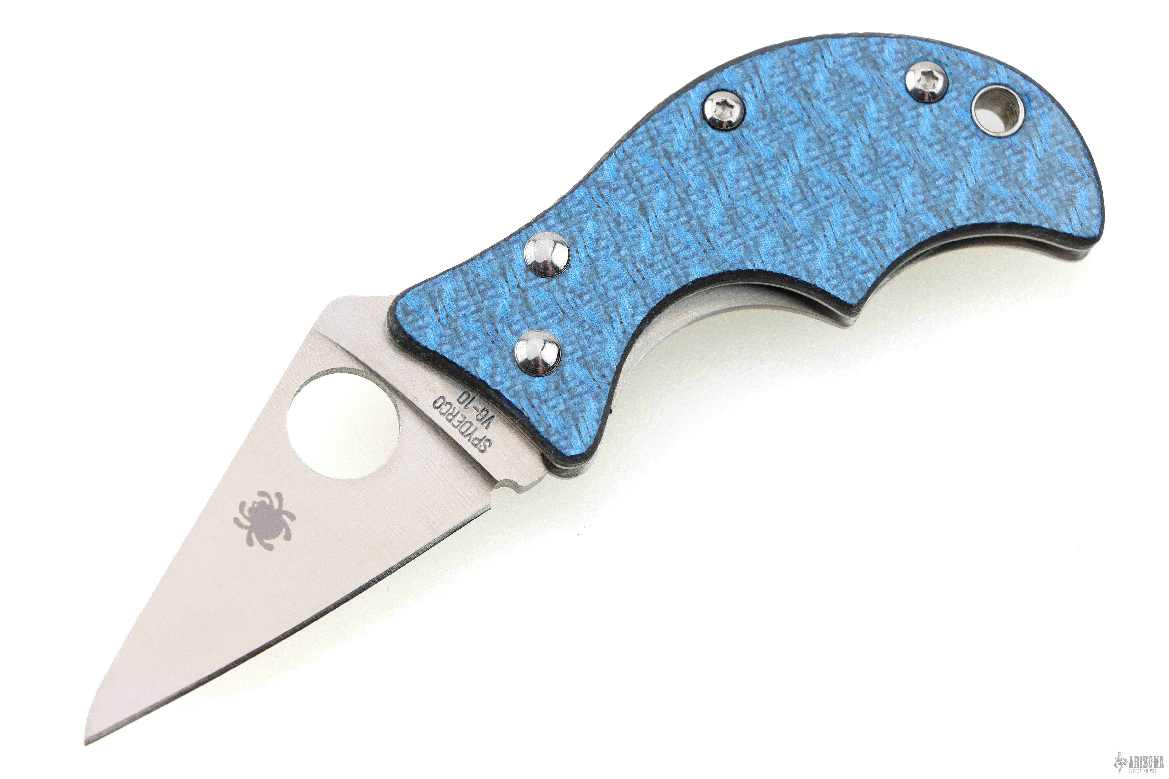 ネイタルデザイン コラボ NORAs NICE MILITARY ND ver. C86GFBLP Spin Blue Nishijin - Arizona Custom Knives