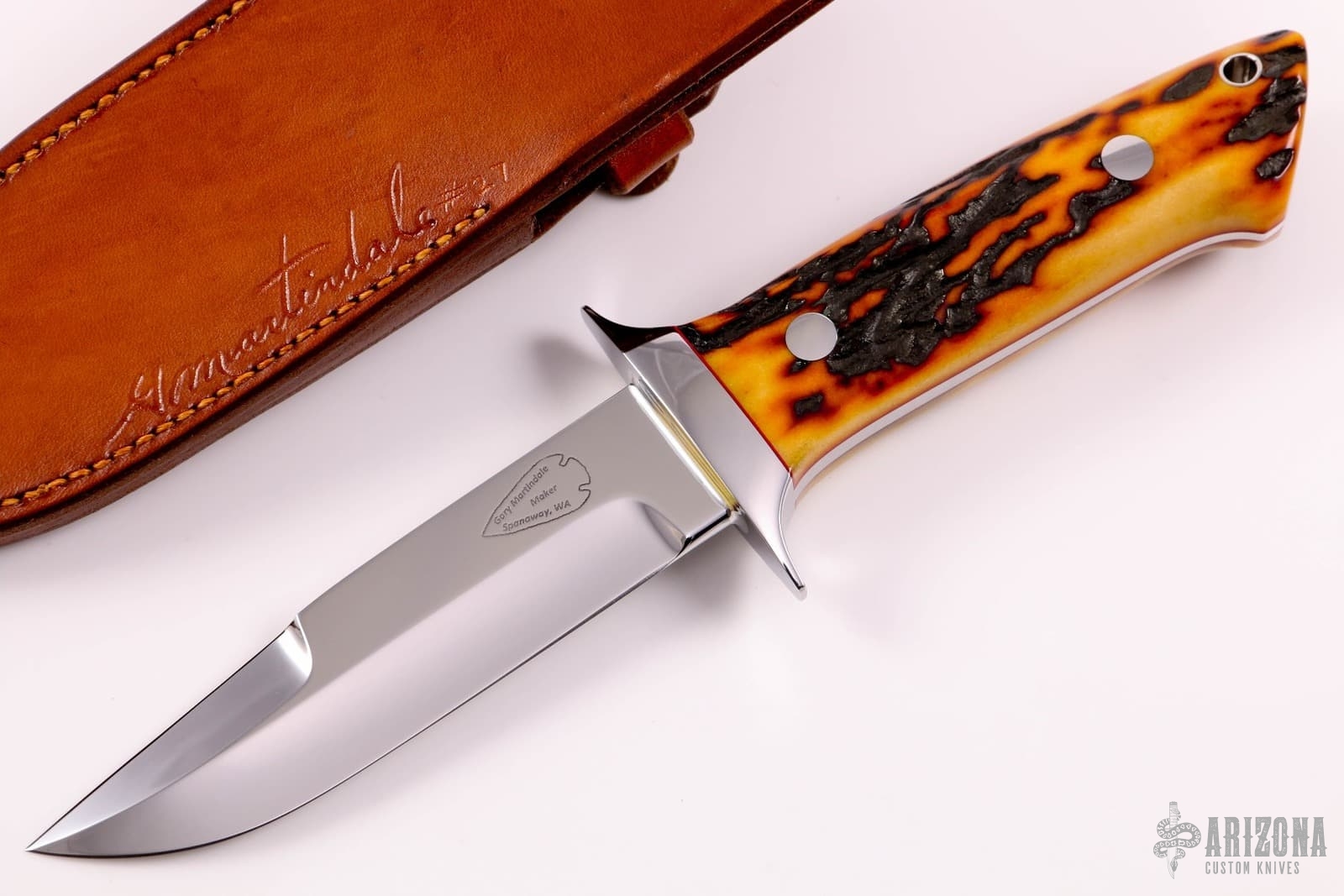 Chute Knife - Amber Stag | Arizona Custom Knives